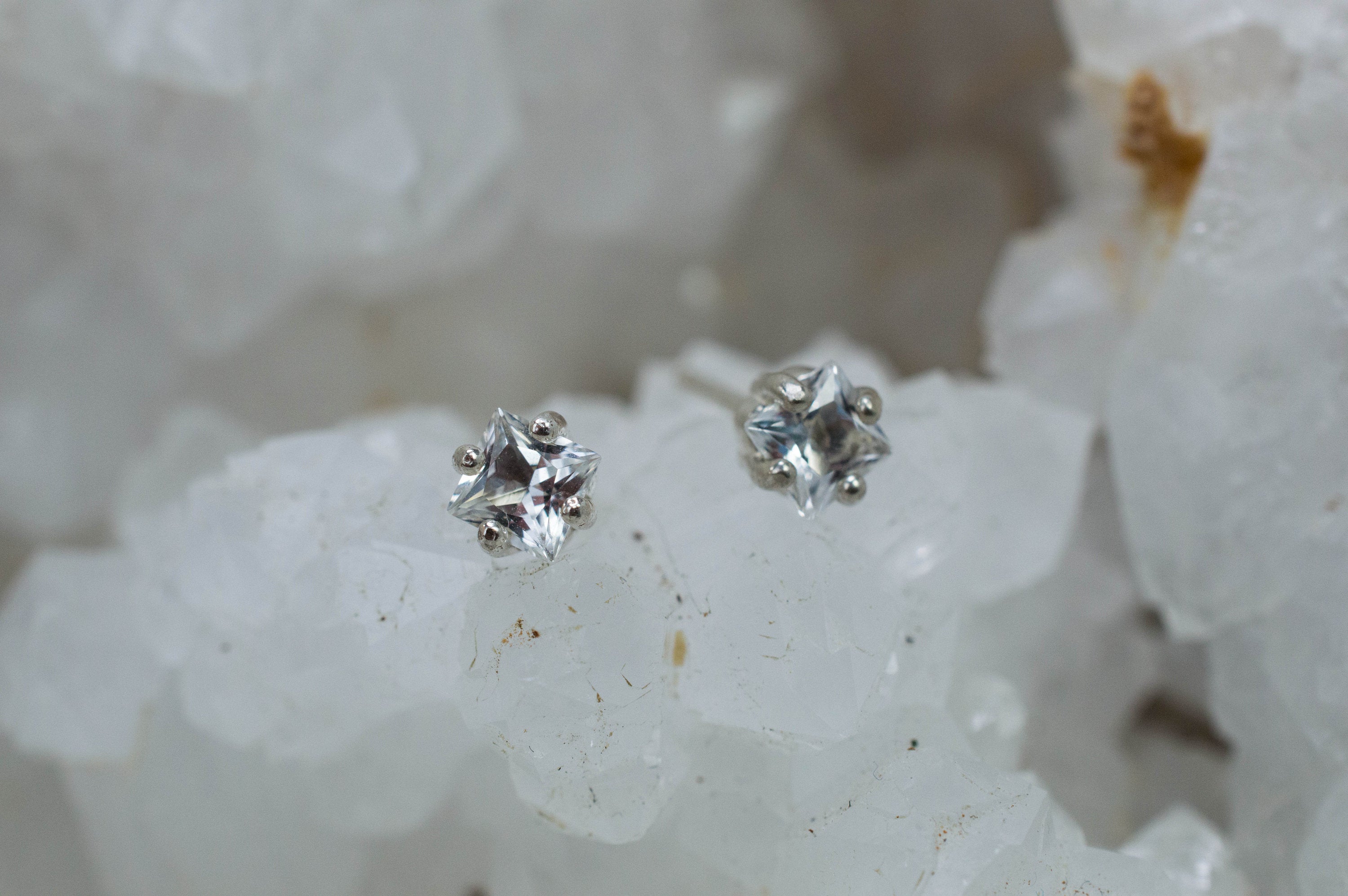 Silver Topaz Earrings; Genuine Untreated Brazil Topaz; 0.795cts - Mark Oliver Gems