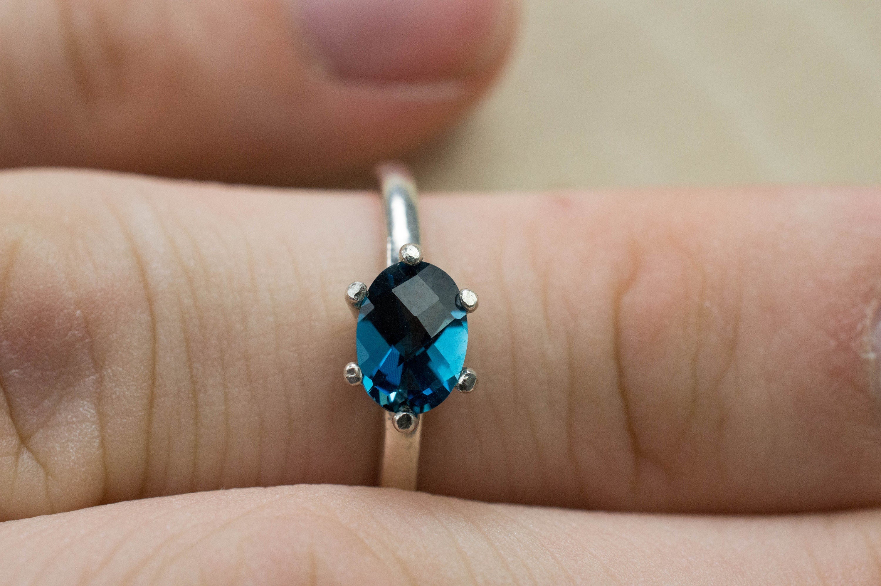 London Blue Topaz Ring, Genuine Brazil Topaz; 0.935cts - Mark Oliver Gems