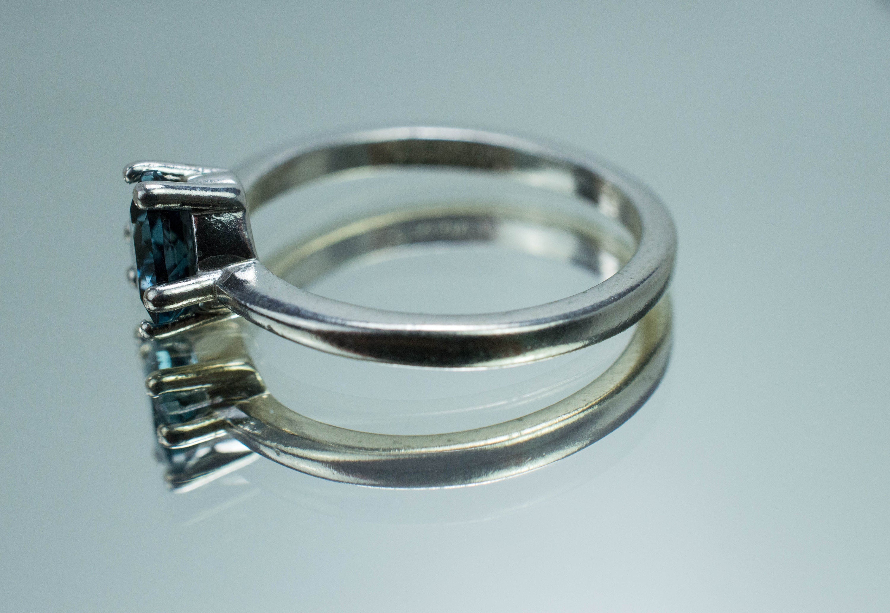 London Blue Topaz Ring, Genuine Brazil Topaz; 0.775cts - Mark Oliver Gems