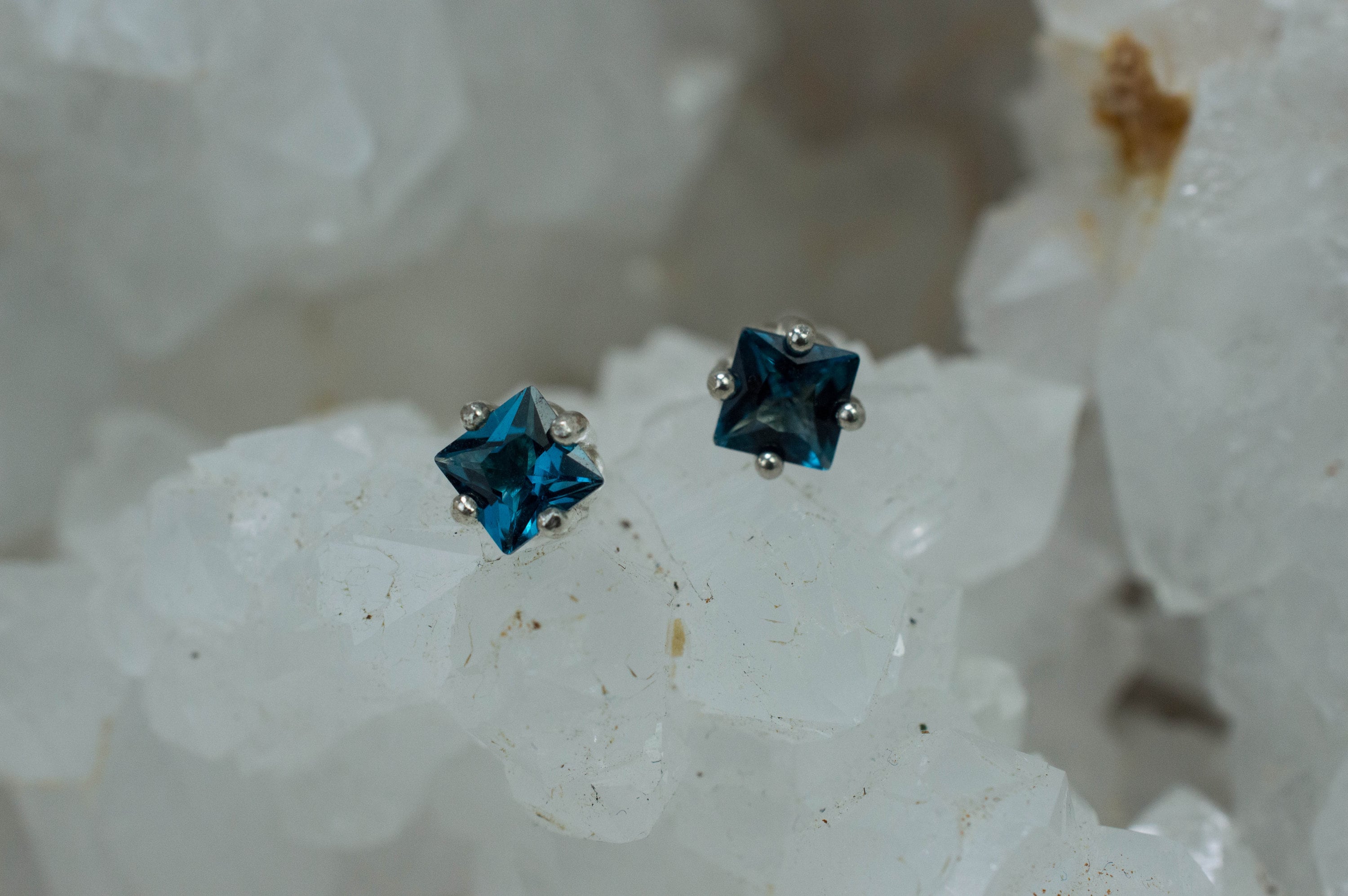 London Blue Topaz Earrings; Genuine Brazilian Topaz; 0.830cts - Mark Oliver Gems