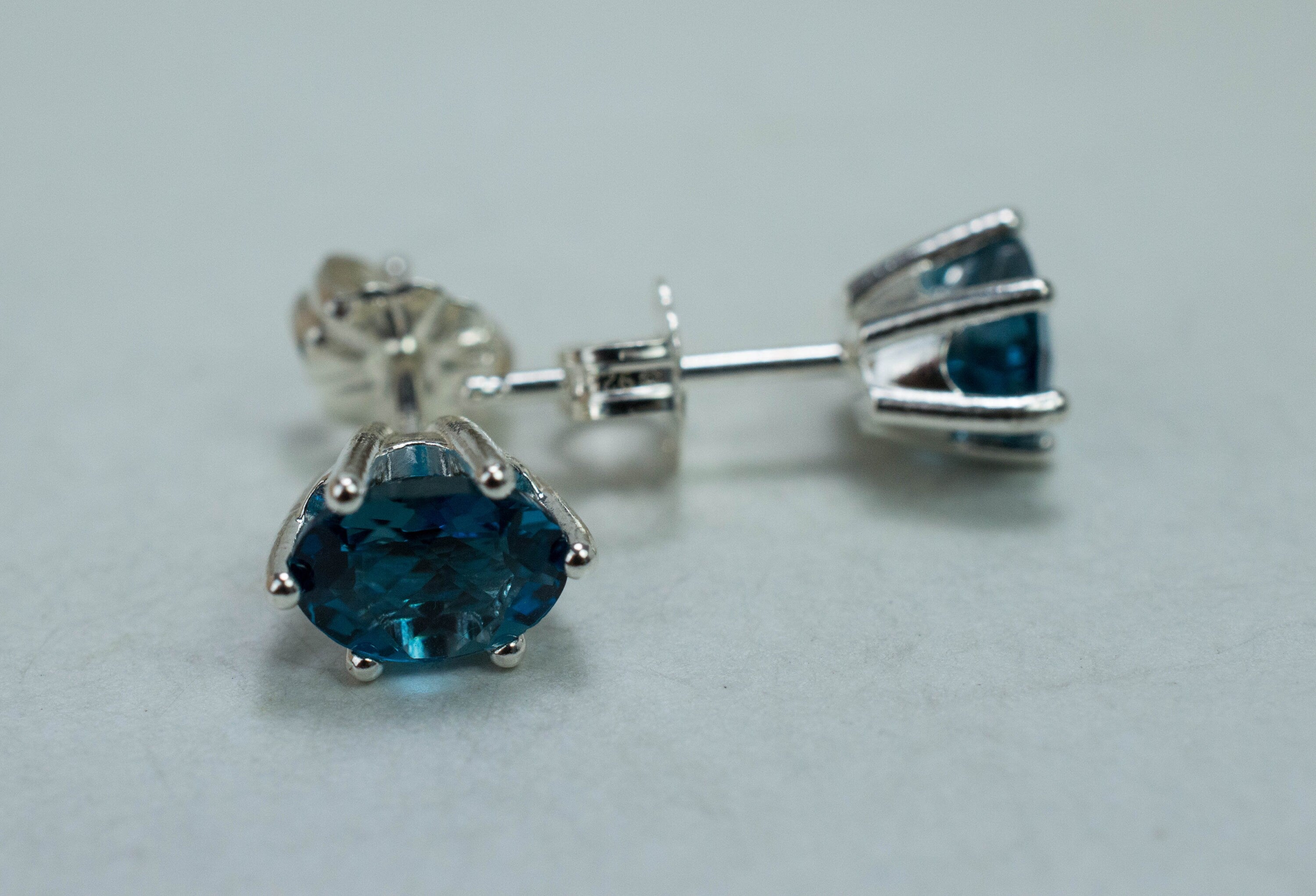 London Blue Topaz Earrings; Genuine Brazilian Topaz; 1.885cts - Mark Oliver Gems