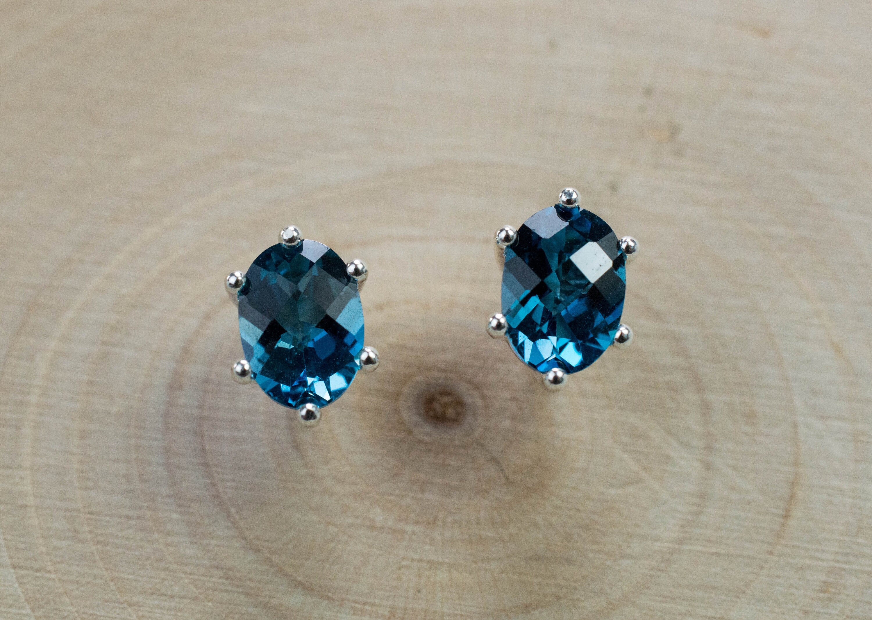 London Blue Topaz Earrings; Genuine Brazilian Topaz; 1.885cts - Mark Oliver Gems
