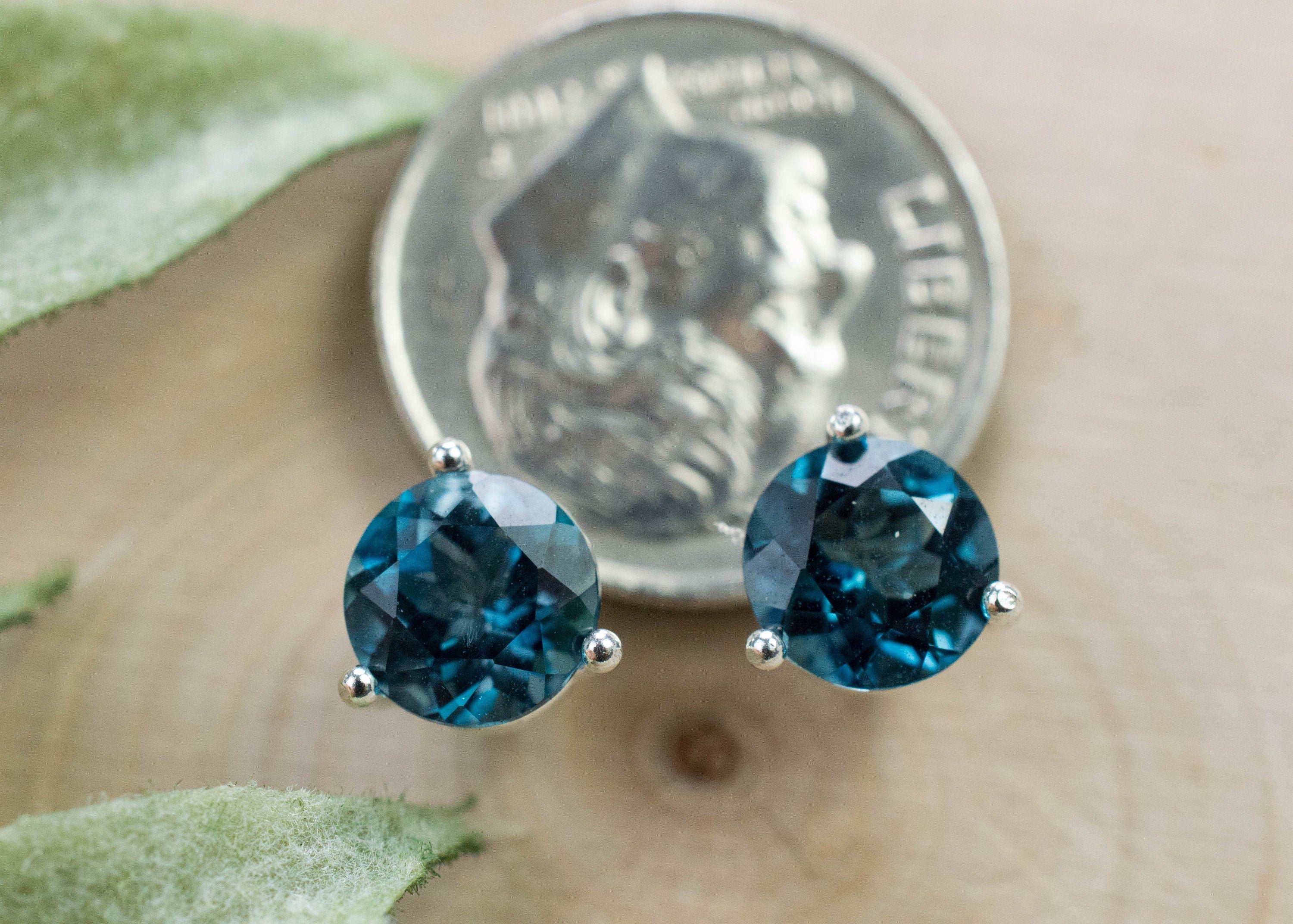 London Blue Topaz Earrings; Genuine Brazilian Topaz; 2.575cts - Mark Oliver Gems
