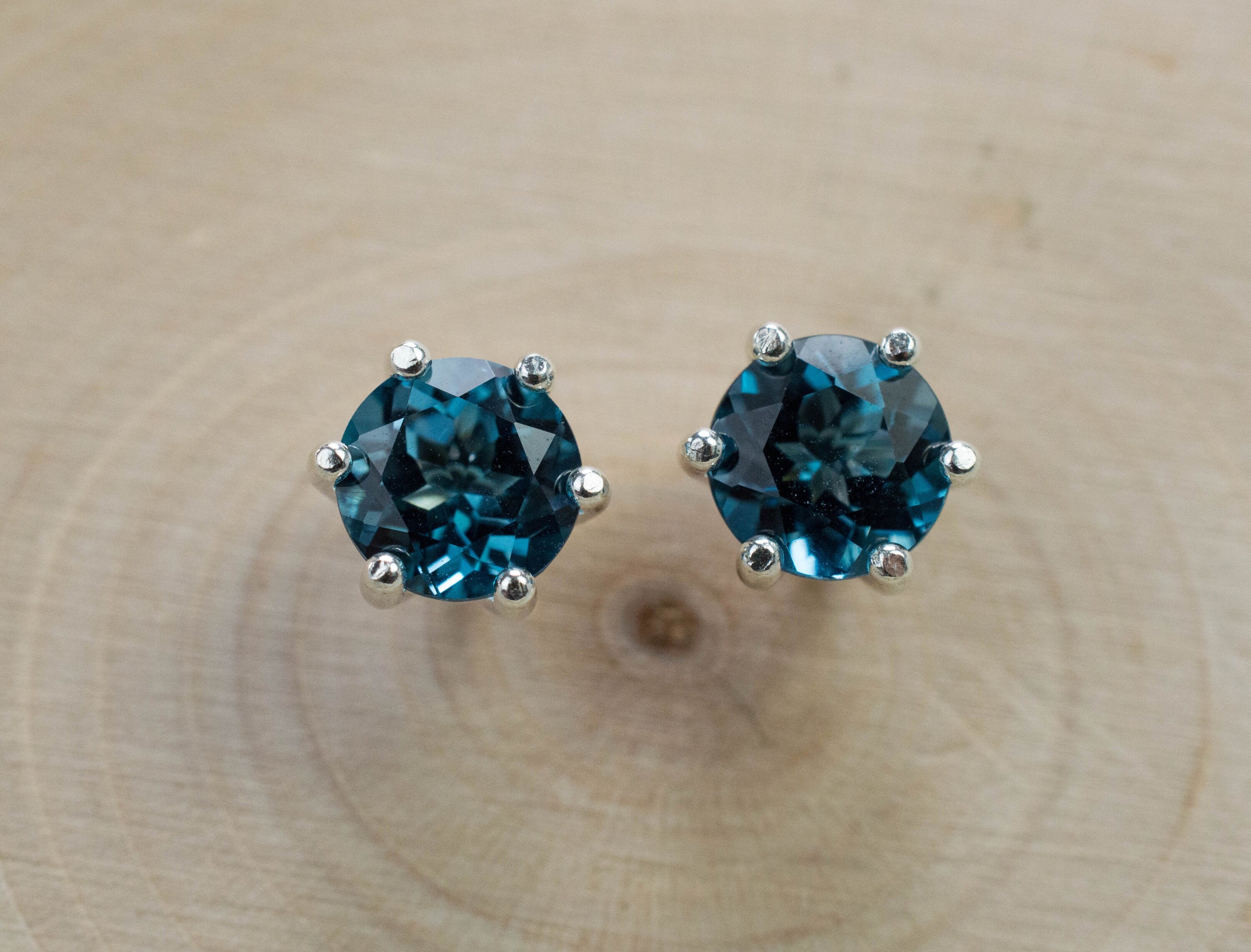 London Blue Topaz Earrings; Genuine Brazilian Topaz; 2.580cts - Mark Oliver Gems