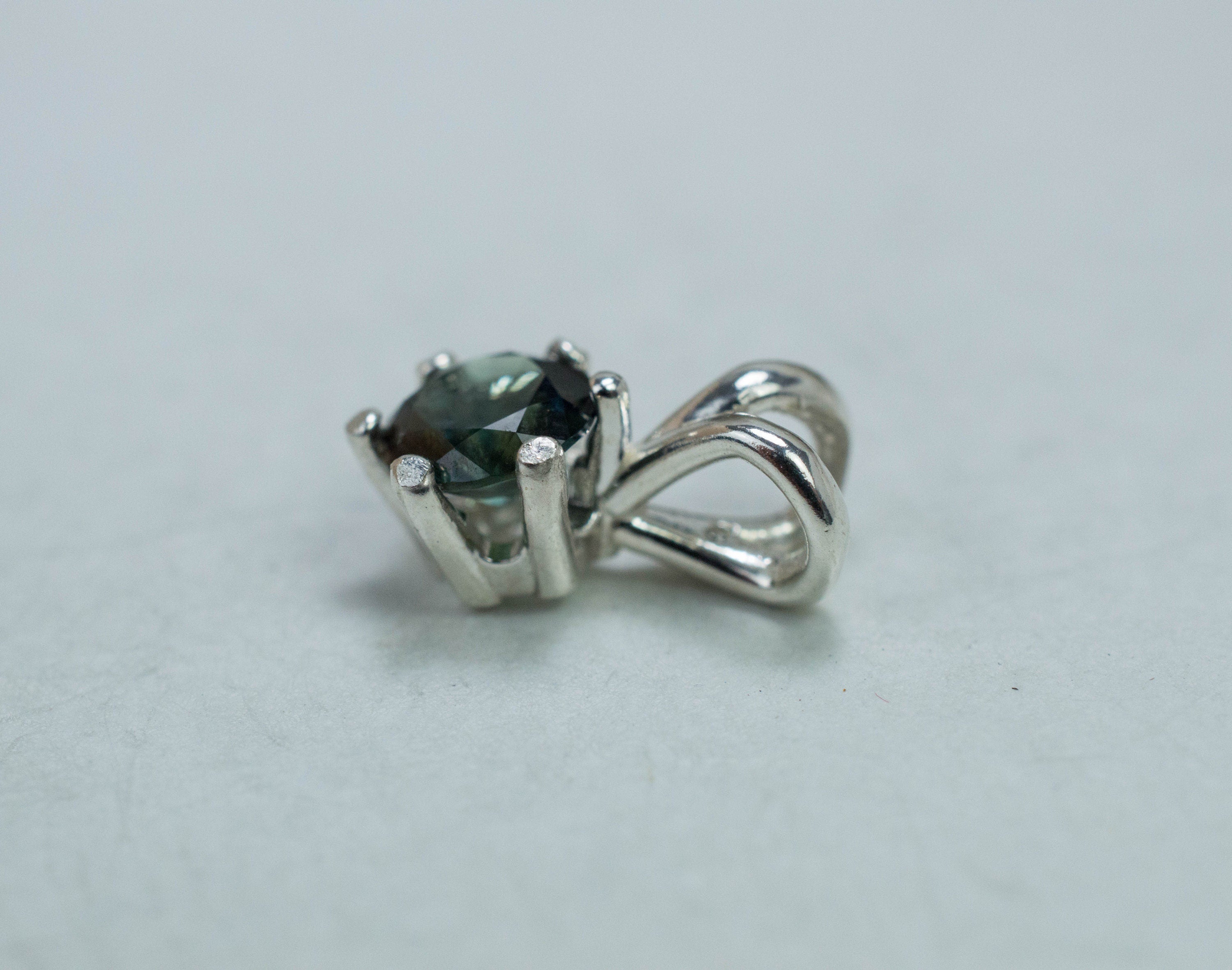 Teal Sapphire Pendant; Genuine Untreated Tanzania Sapphire; 0.685cts - Mark Oliver Gems