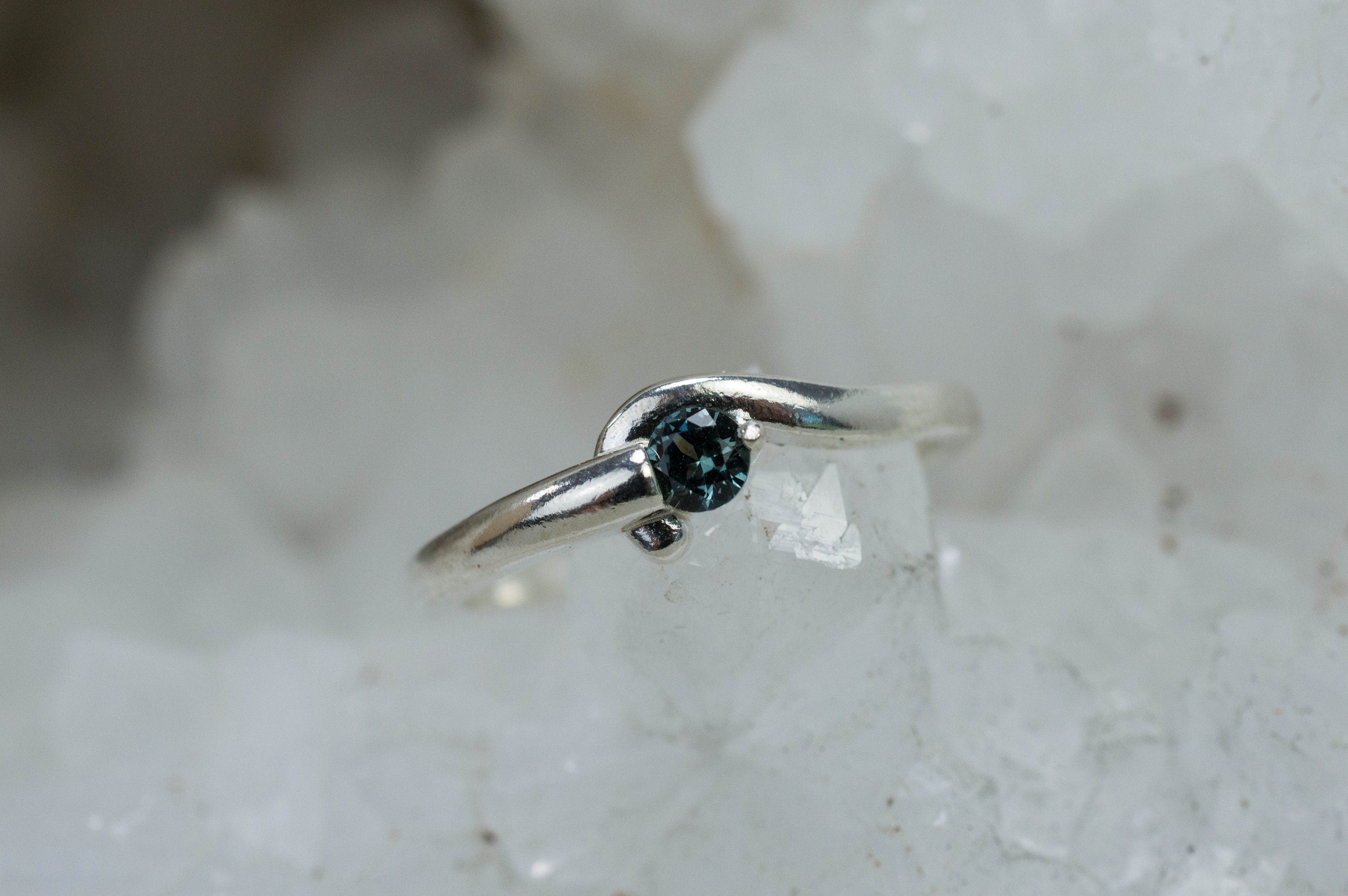 Teal Sapphire Ring, Genuine Untreated Tanzania Sapphire; 0.160cts - Mark Oliver Gems