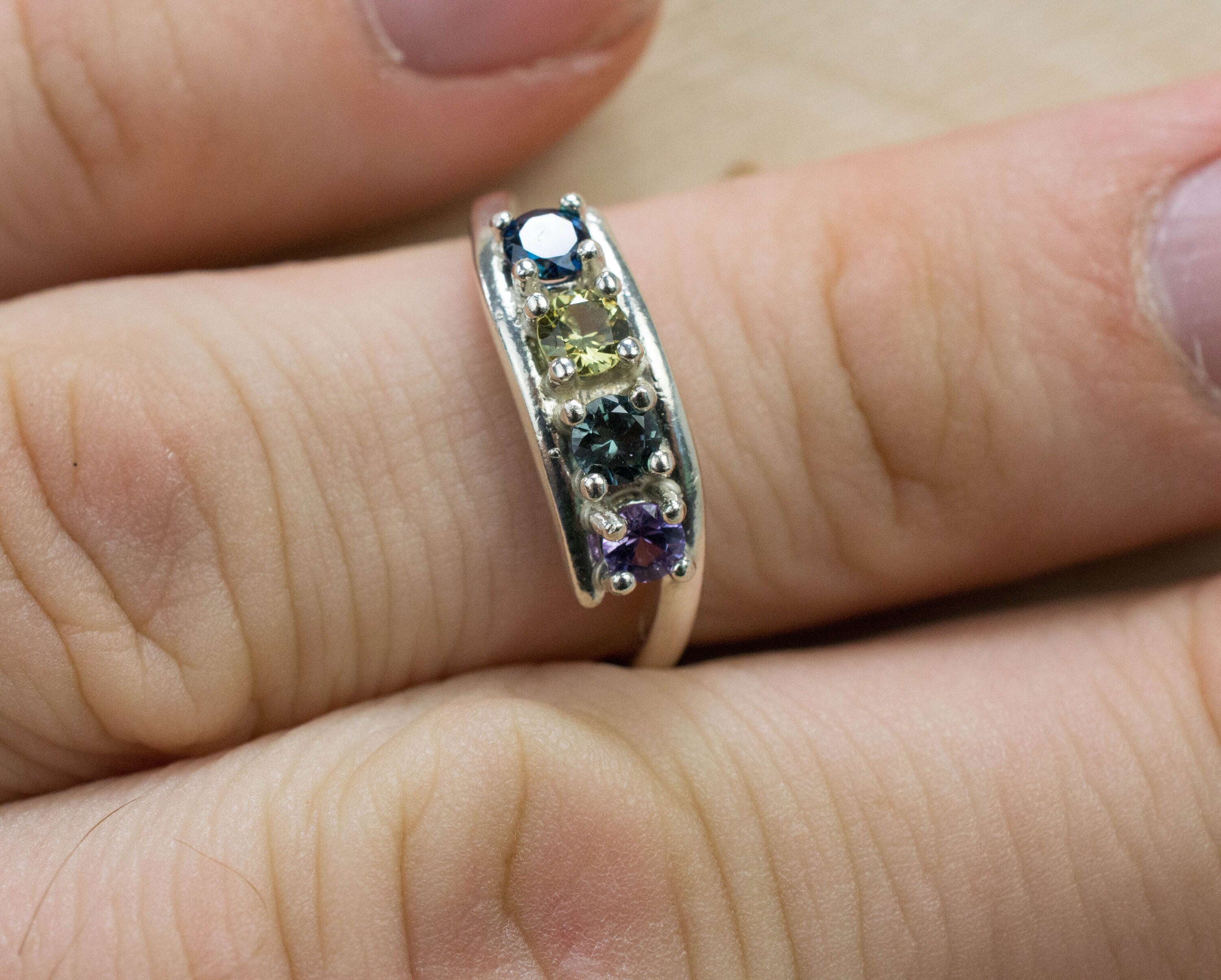 Sapphire Ring, Genuine Untreated Tanzania Sapphires - Mark Oliver Gems