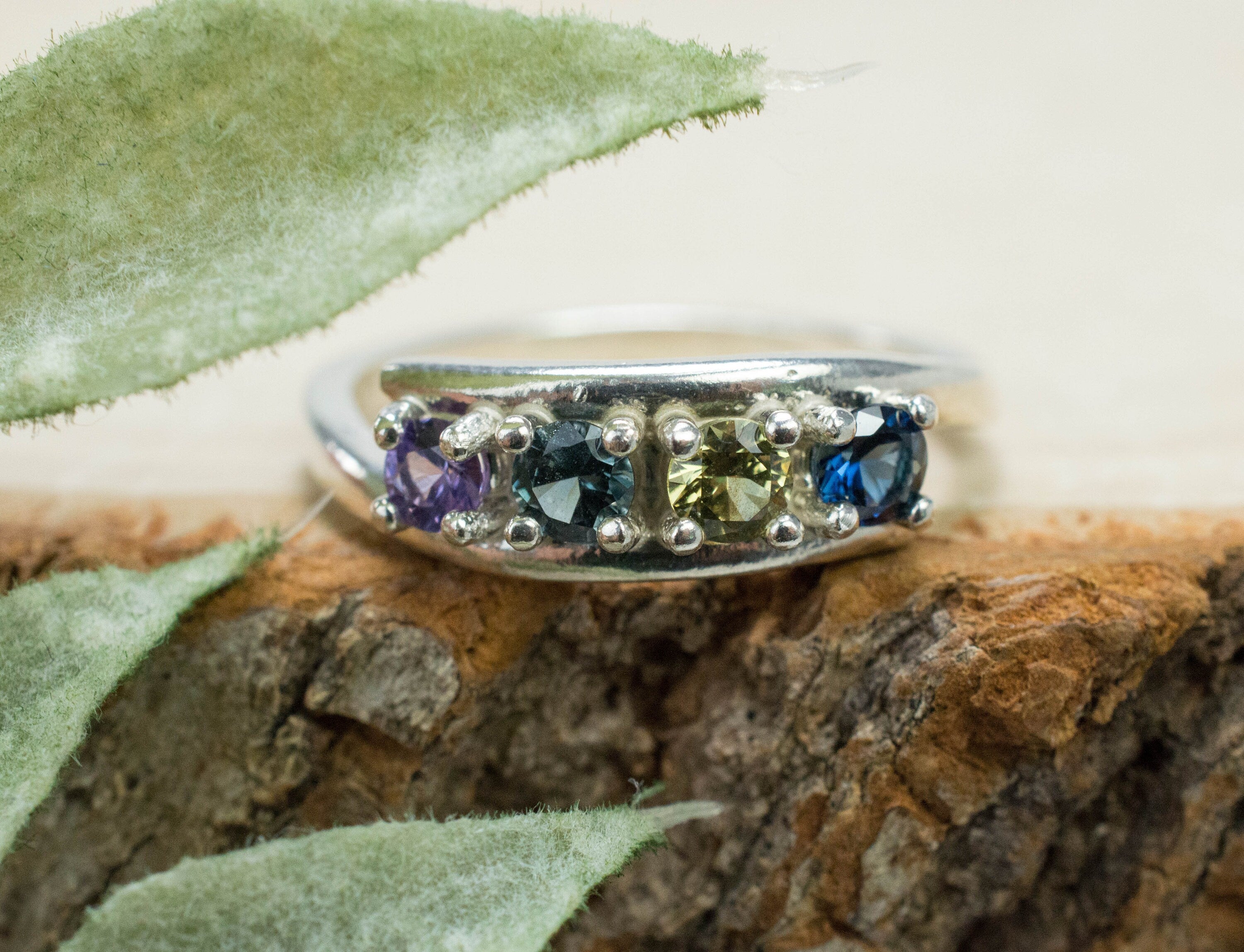 Sapphire Ring, Genuine Untreated Tanzania Sapphires - Mark Oliver Gems