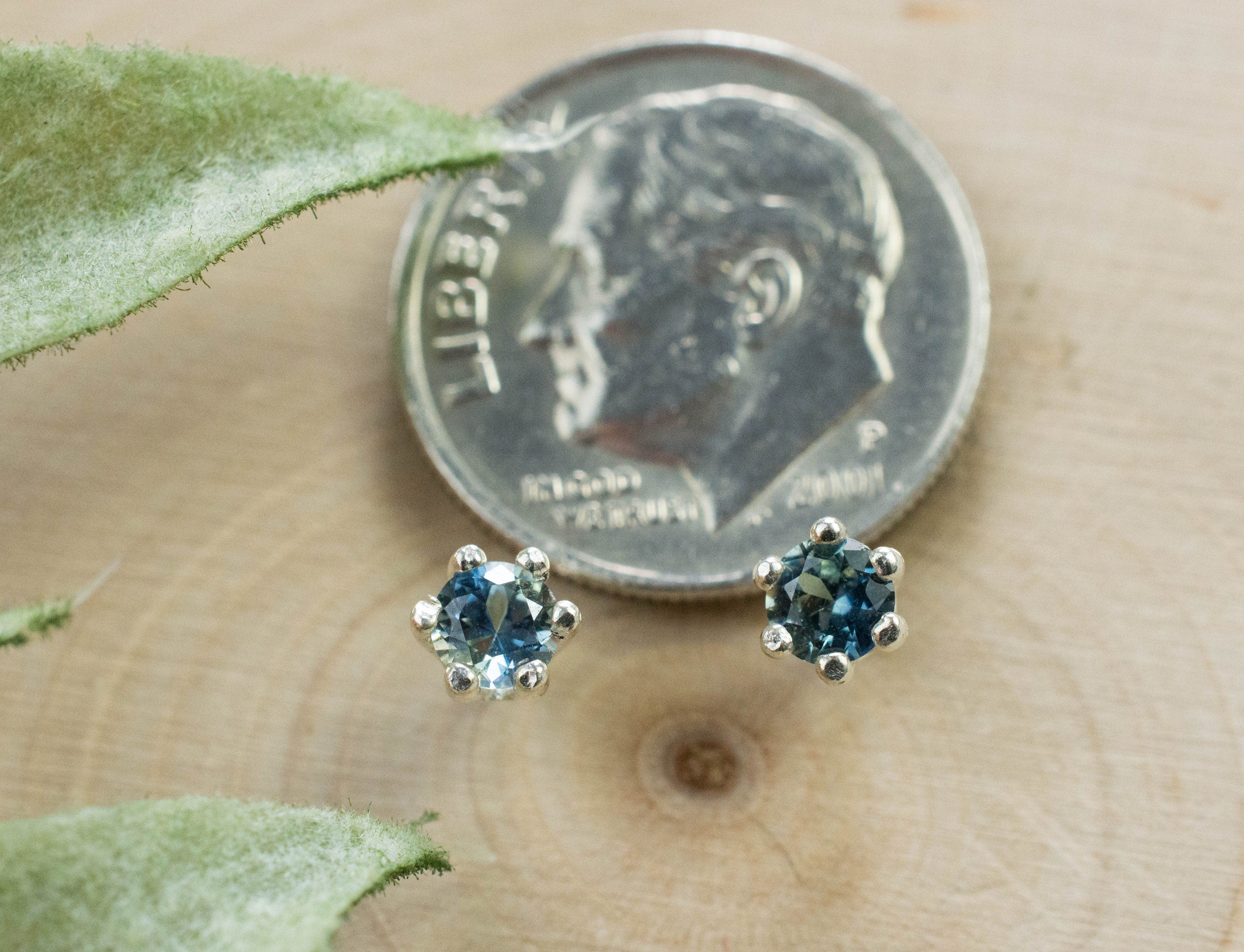 Blue Sapphire Earrings, Genuine Untreated Tanzania Sapphire; 0.395cts - Mark Oliver Gems