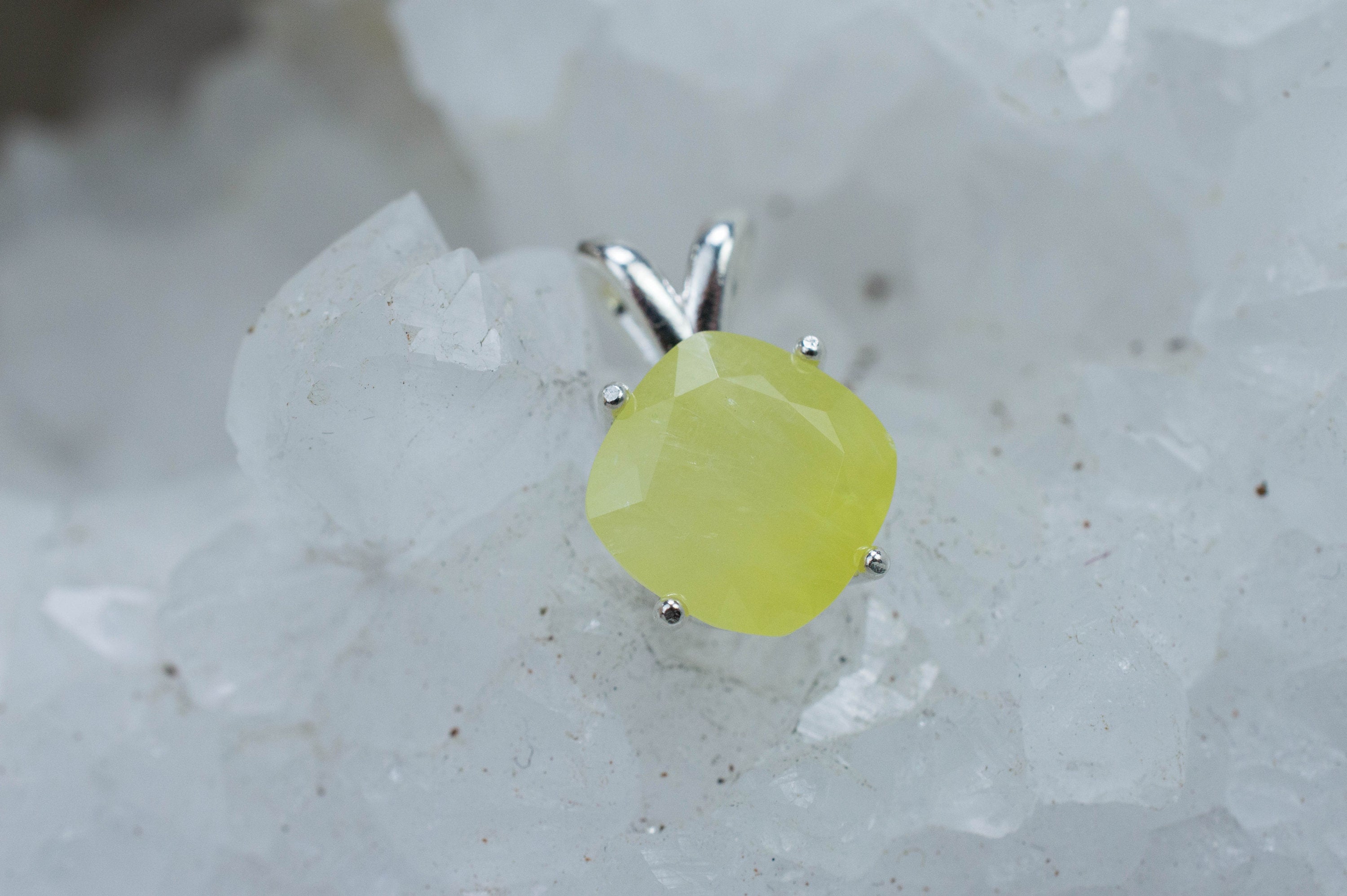 Prehnite Pendant; Natural and Untreated Australia Yellow Prehnite; 3.360cts - Mark Oliver Gems