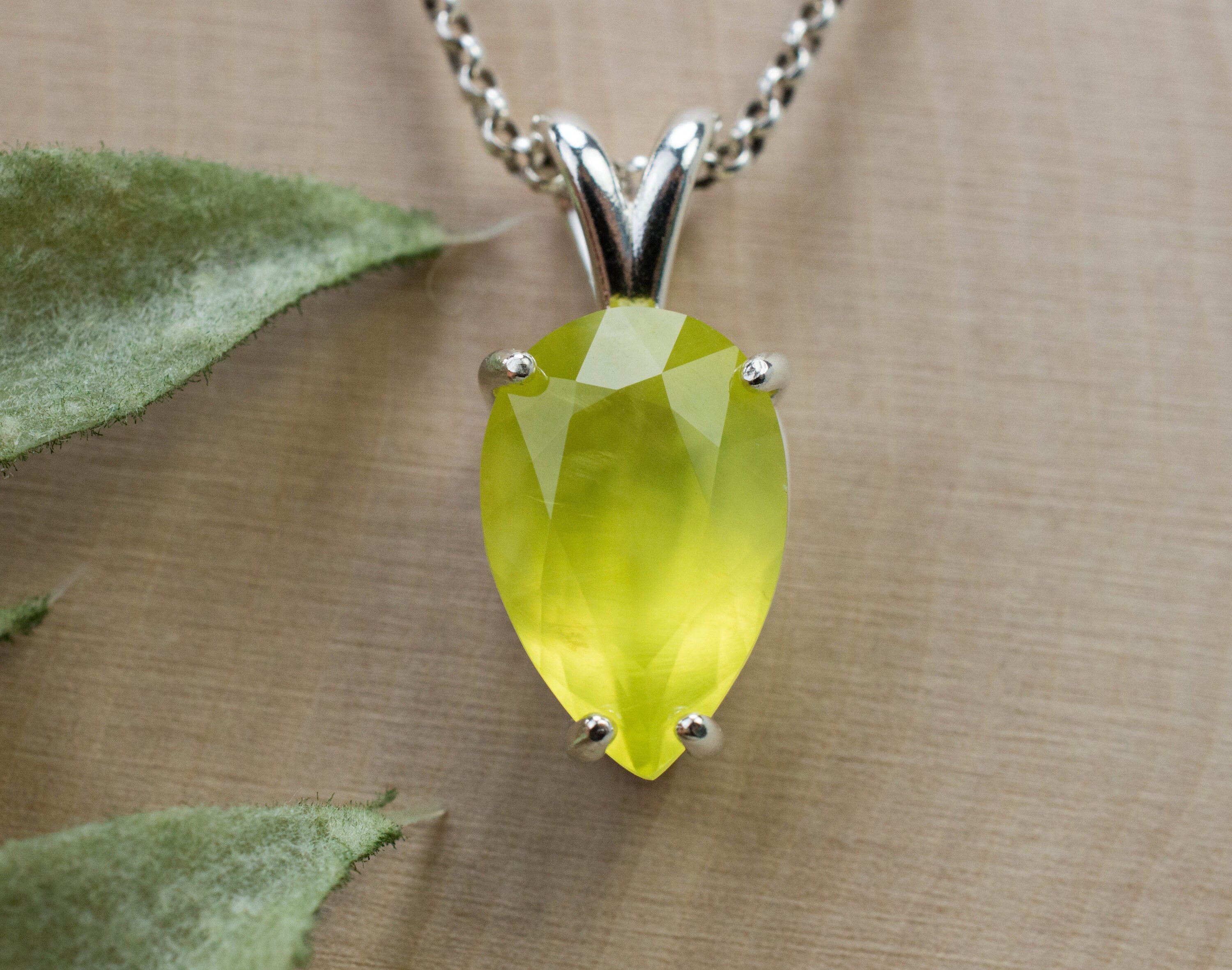 Prehnite Pendant; Natural and Untreated Australia Yellow Prehnite; 5.020cts - Mark Oliver Gems