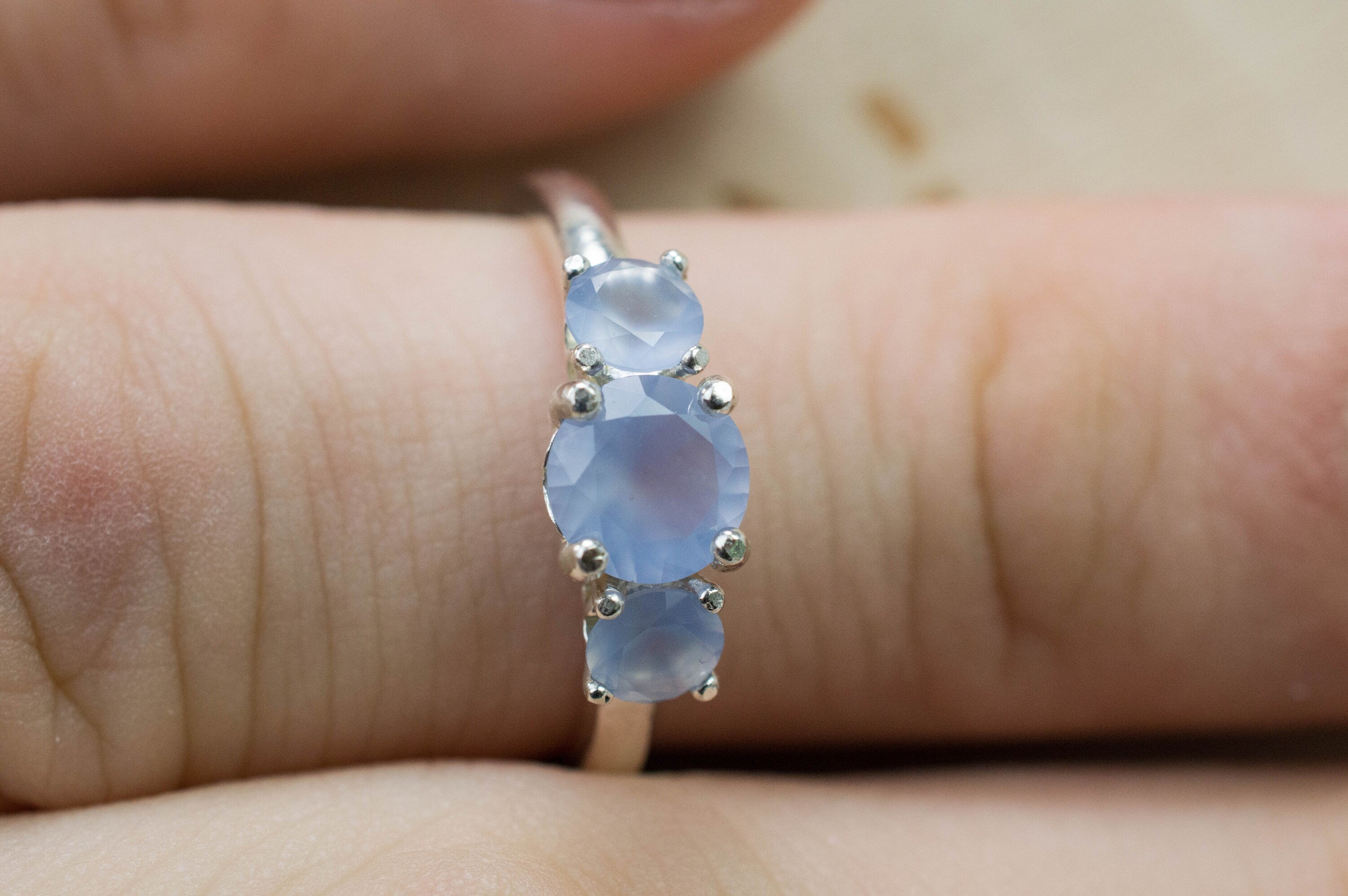 Blue Agate Ring; Natural Untreated Namibia Blue Agate; 1.010cts - Mark Oliver Gems