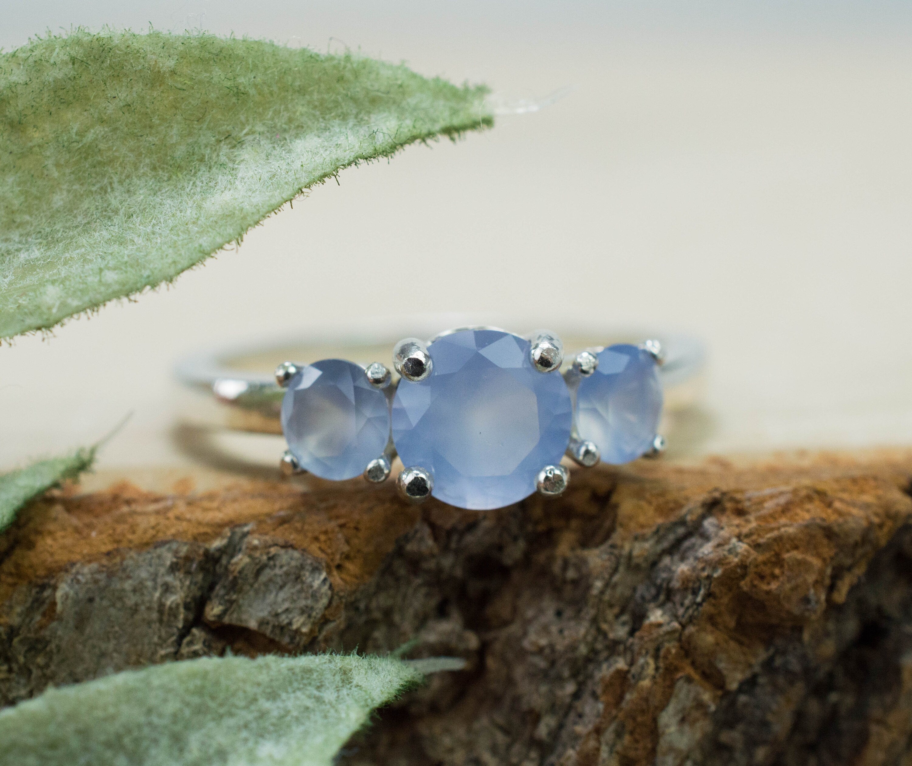 Blue Agate Ring; Natural Untreated Namibia Blue Agate; 1.010cts - Mark Oliver Gems