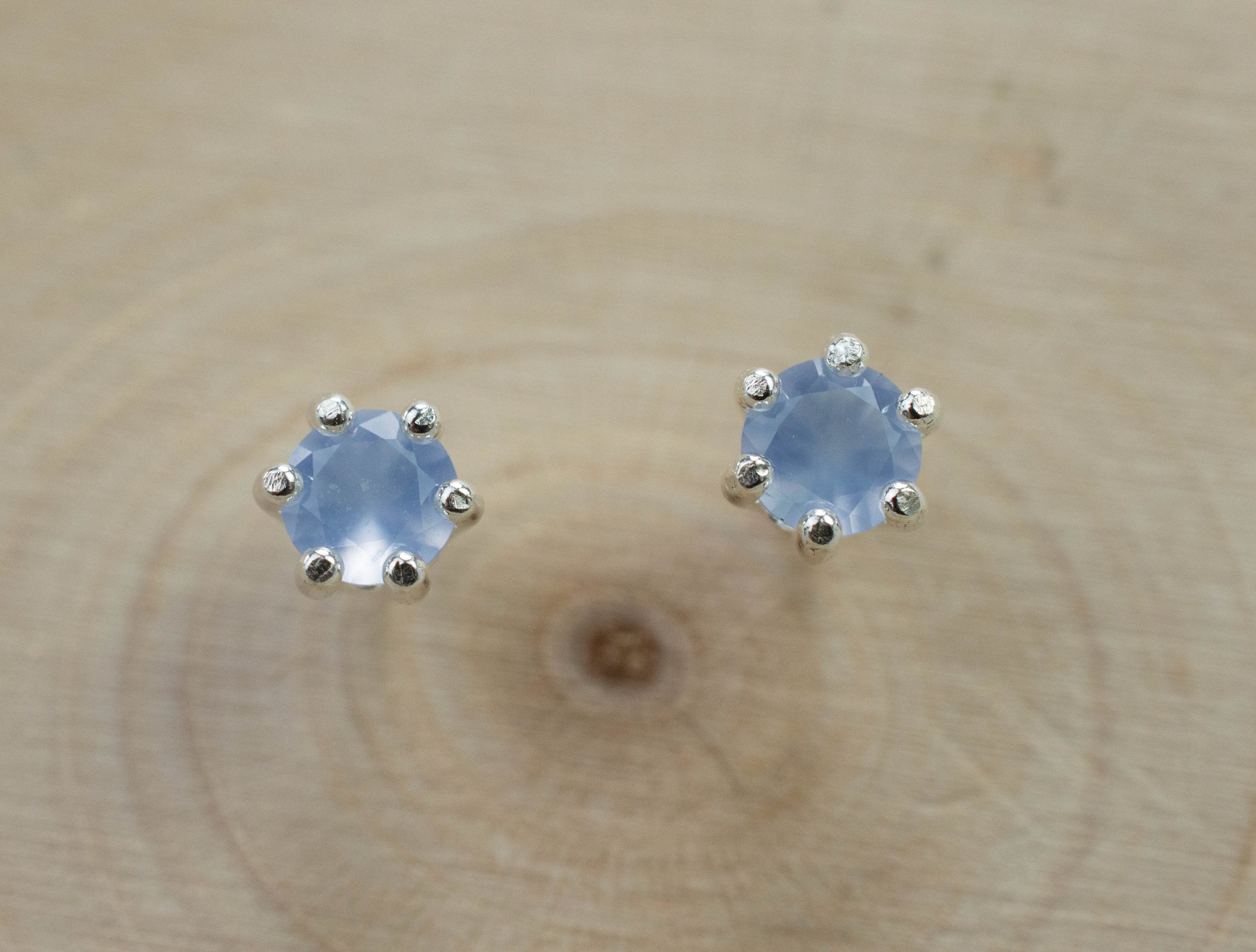 Blue Agate Earrings; Natural Untreated Namibia Agate; 0.390cts - Mark Oliver Gems