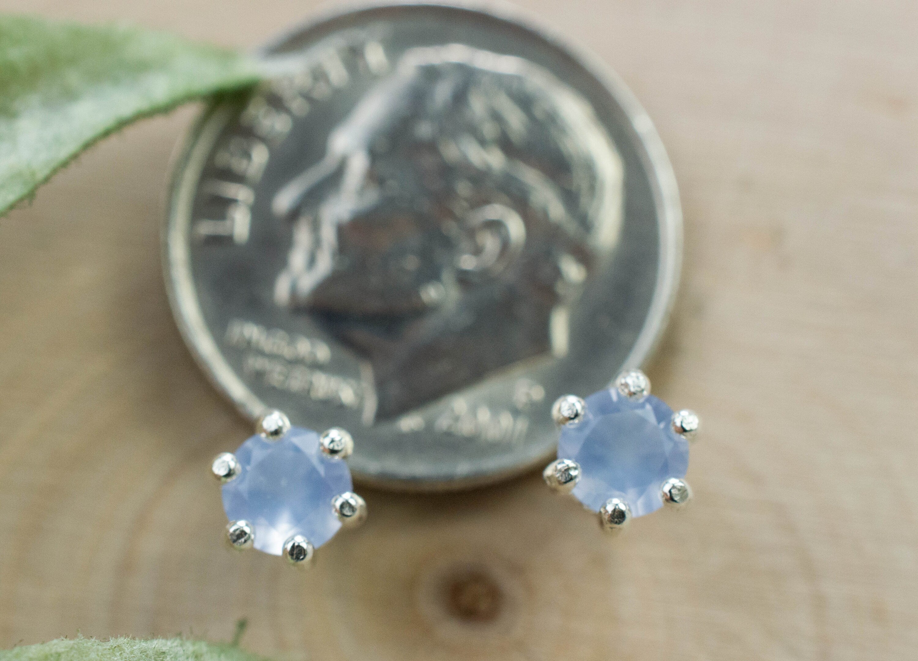 Blue Agate Earrings; Natural Untreated Namibia Agate; 0.390cts - Mark Oliver Gems
