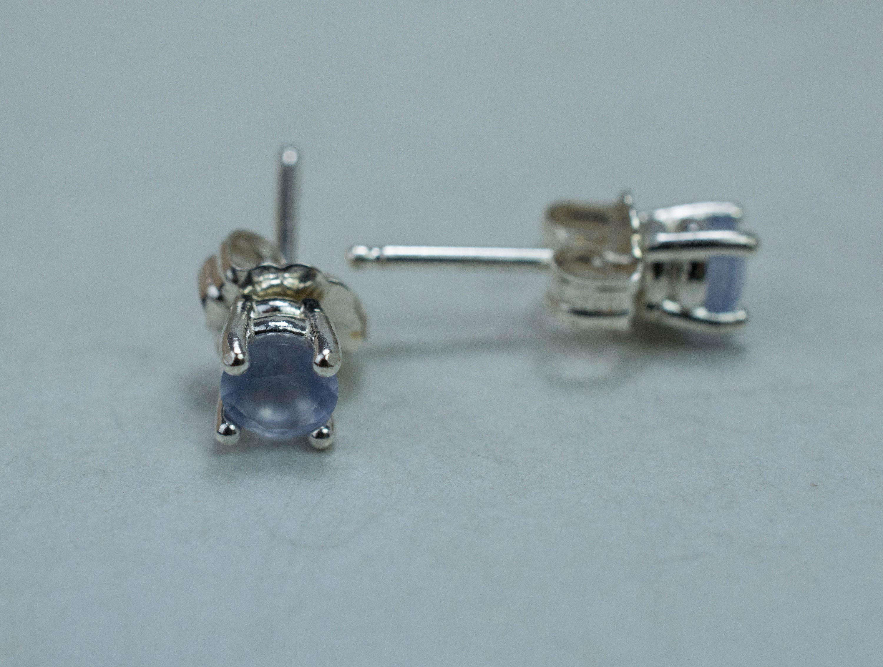 Blue Agate Earrings; Natural Untreated Namibia Agate; 0.415cts - Mark Oliver Gems