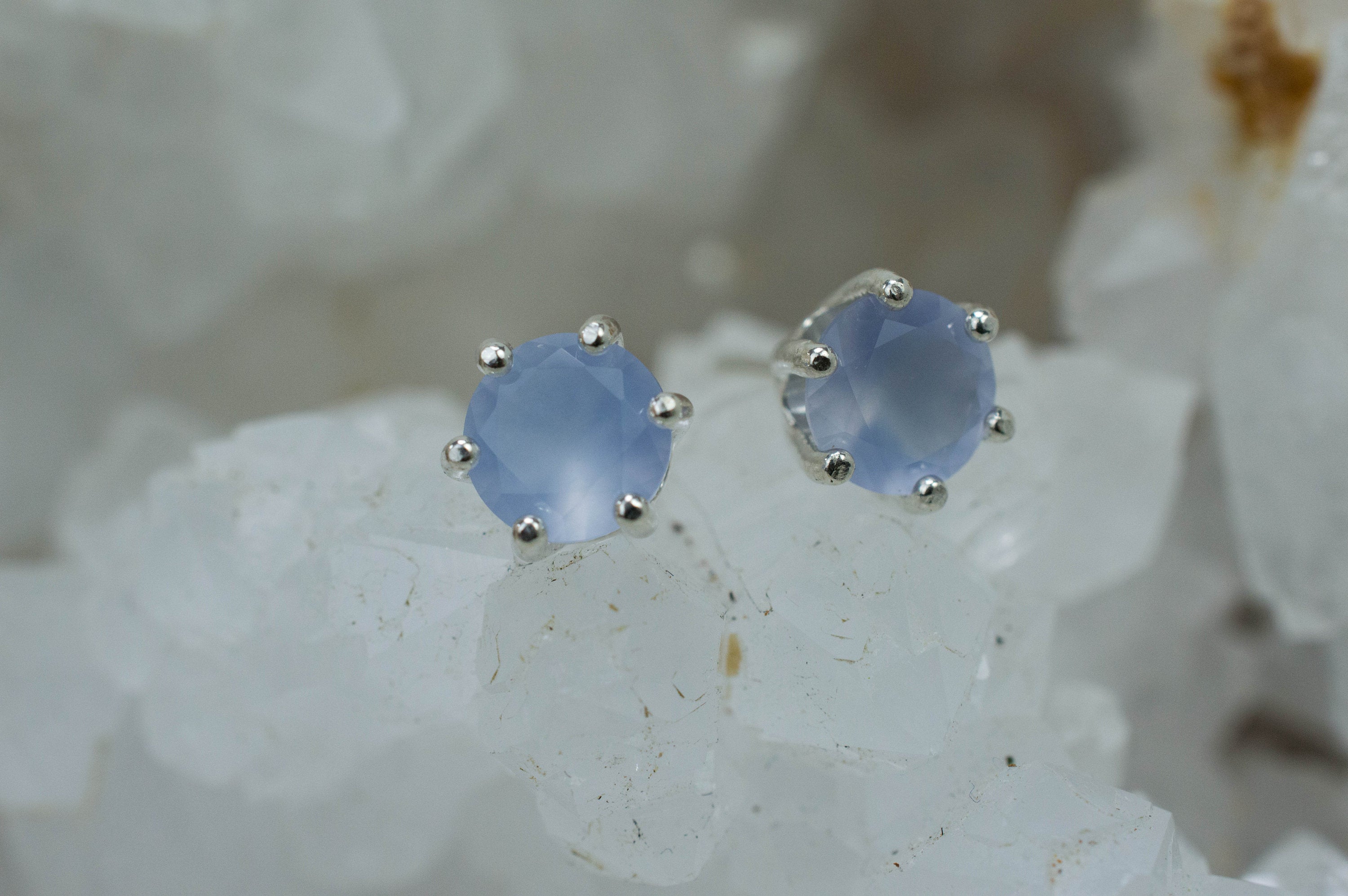 Blue Agate Earrings; Natural Untreated Namibia Agate; 1.315cts - Mark Oliver Gems