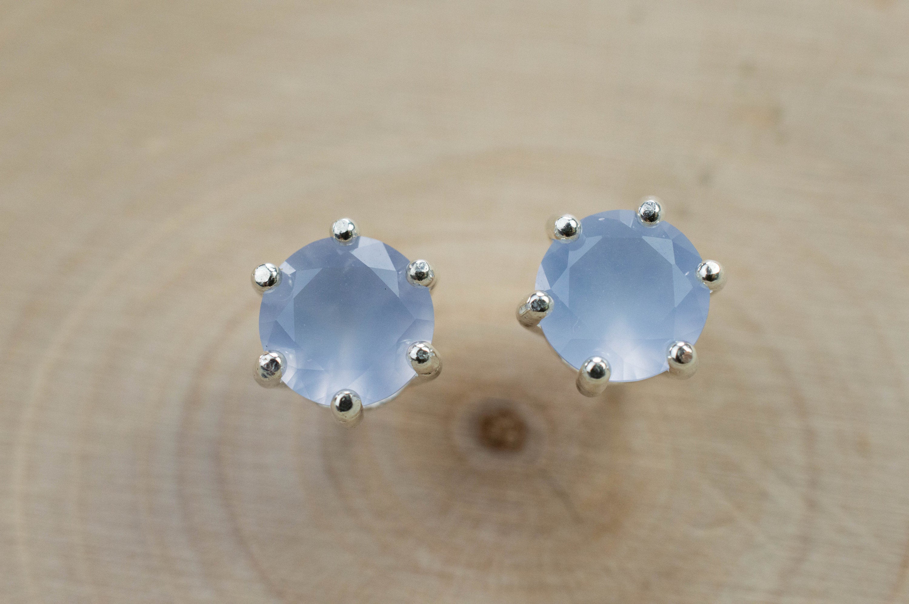 Blue Agate Earrings; Natural Untreated Namibia Agate; 1.315cts - Mark Oliver Gems