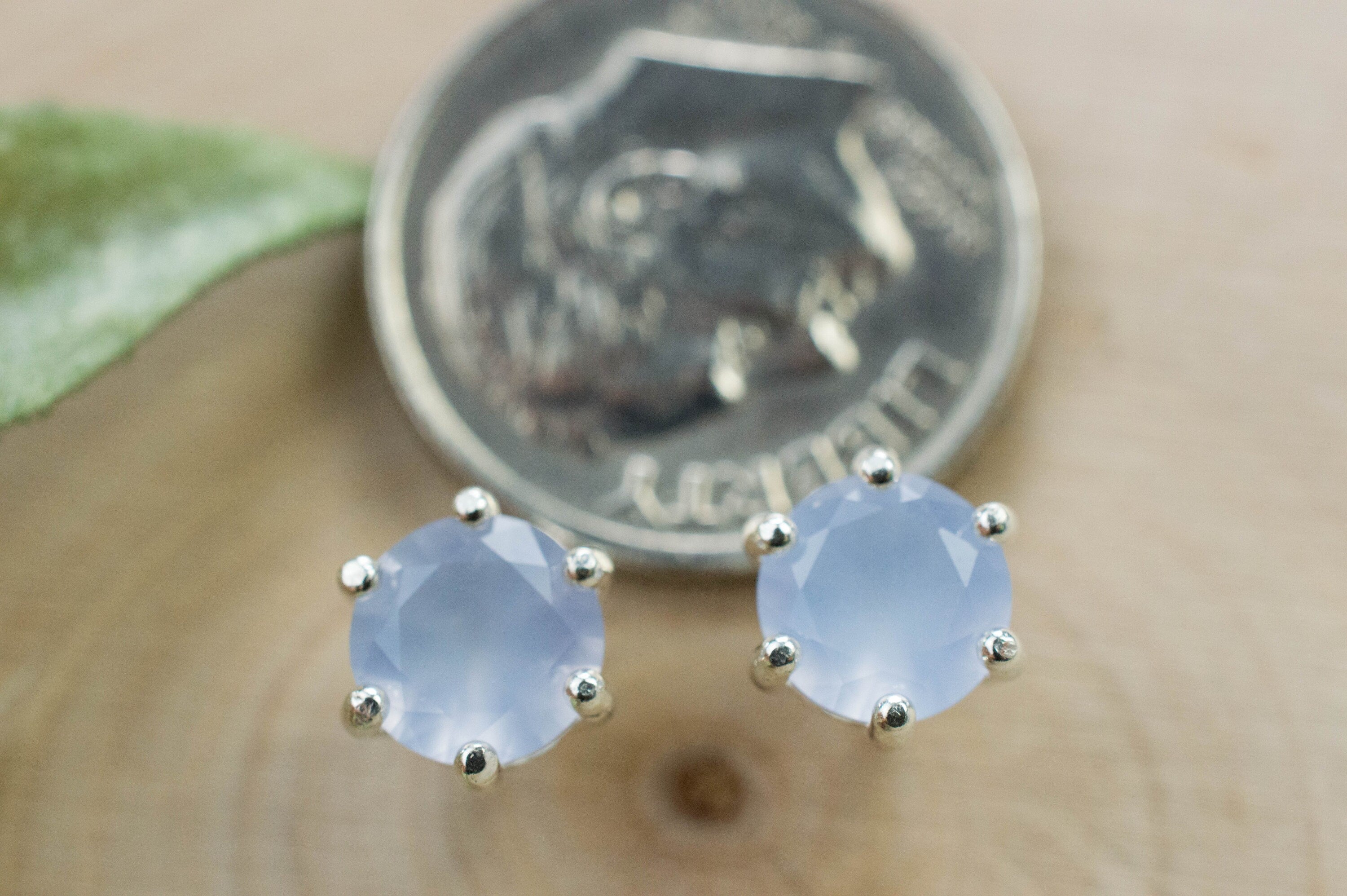 Blue Agate Earrings; Natural Untreated Namibia Agate; 1.315cts - Mark Oliver Gems