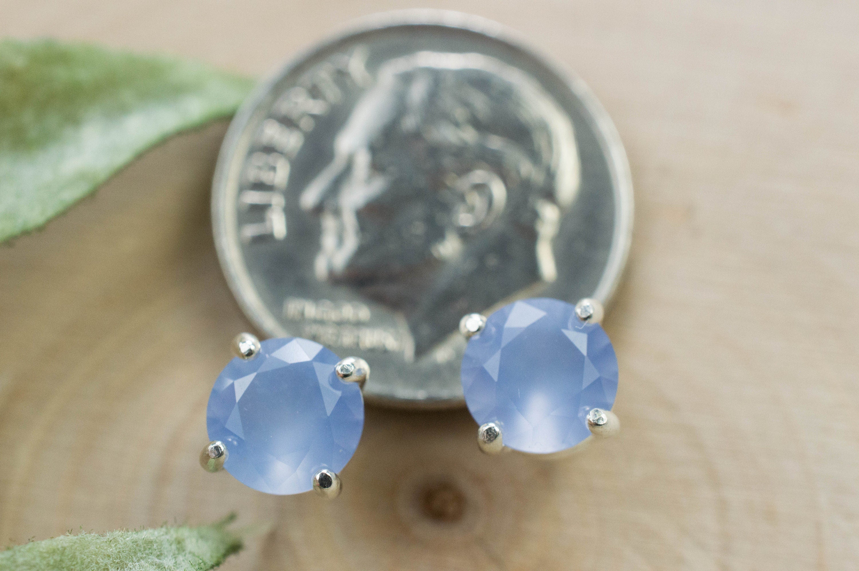 Blue Agate Earrings; Natural Untreated Namibia Agate; 1.330cts - Mark Oliver Gems