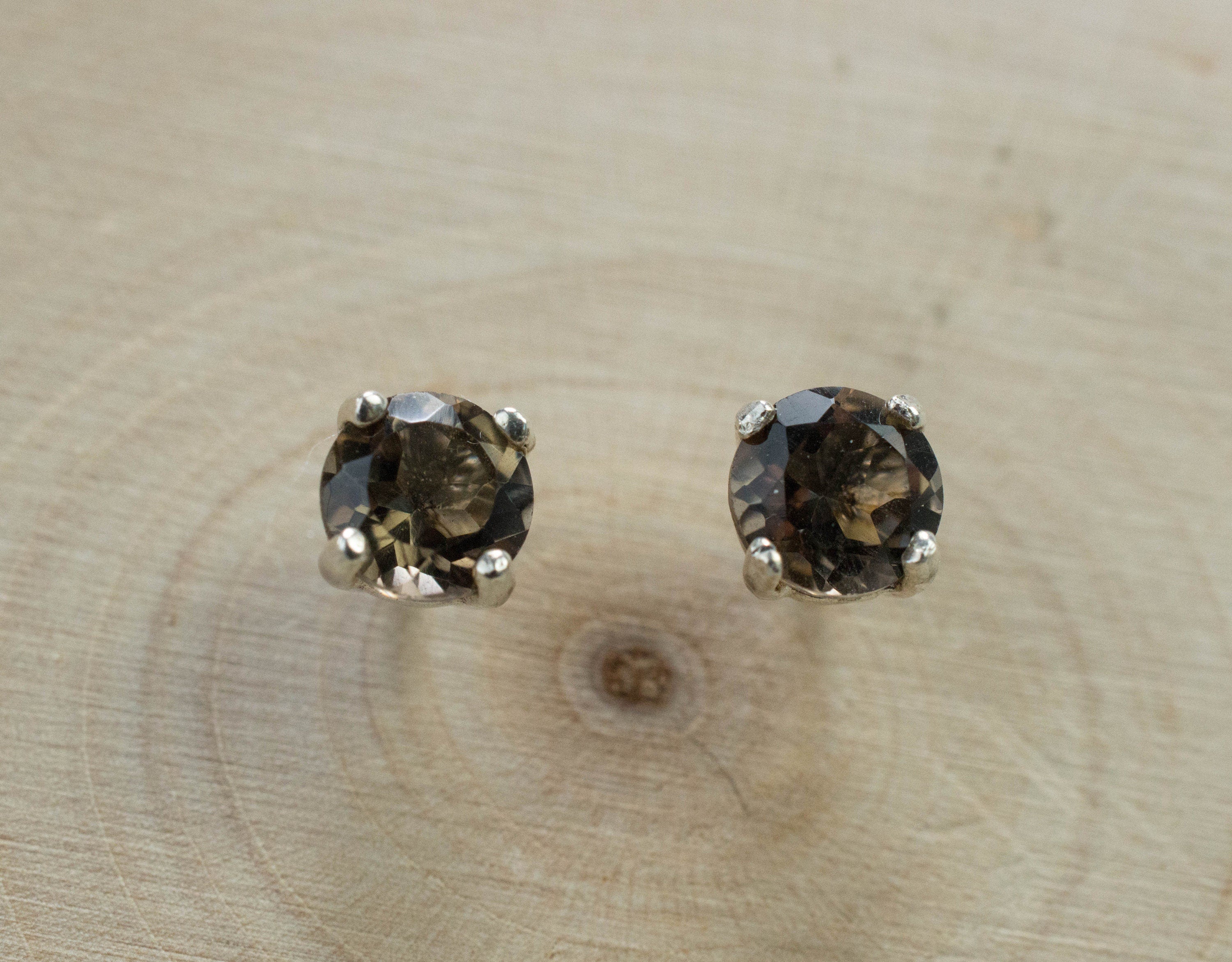 Smoky Quartz Earrings; Natural Untreated USA Quartz; 0.840cts - Mark Oliver Gems
