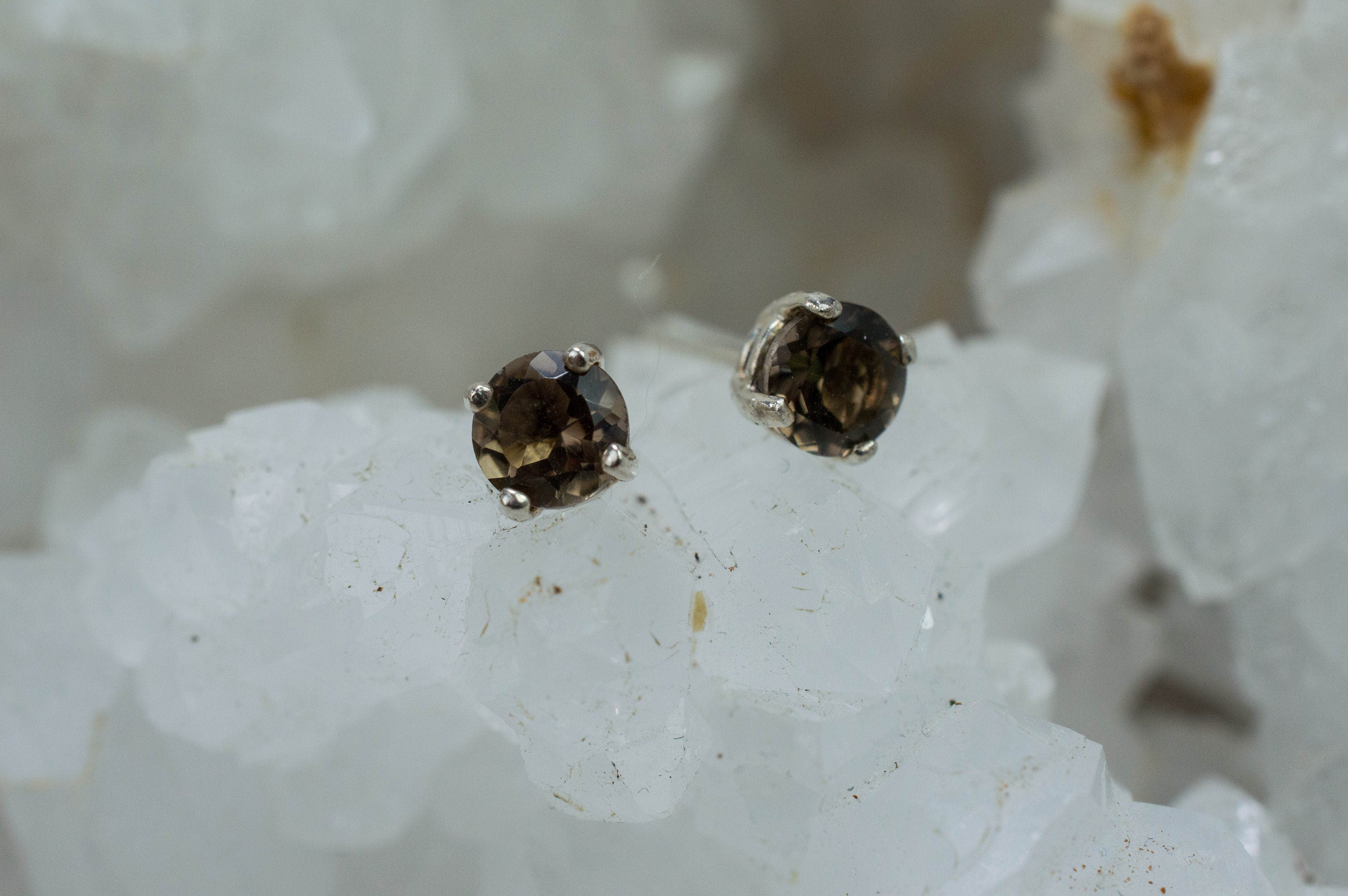Smoky Quartz Earrings; Natural Untreated USA Quartz; 0.840cts - Mark Oliver Gems