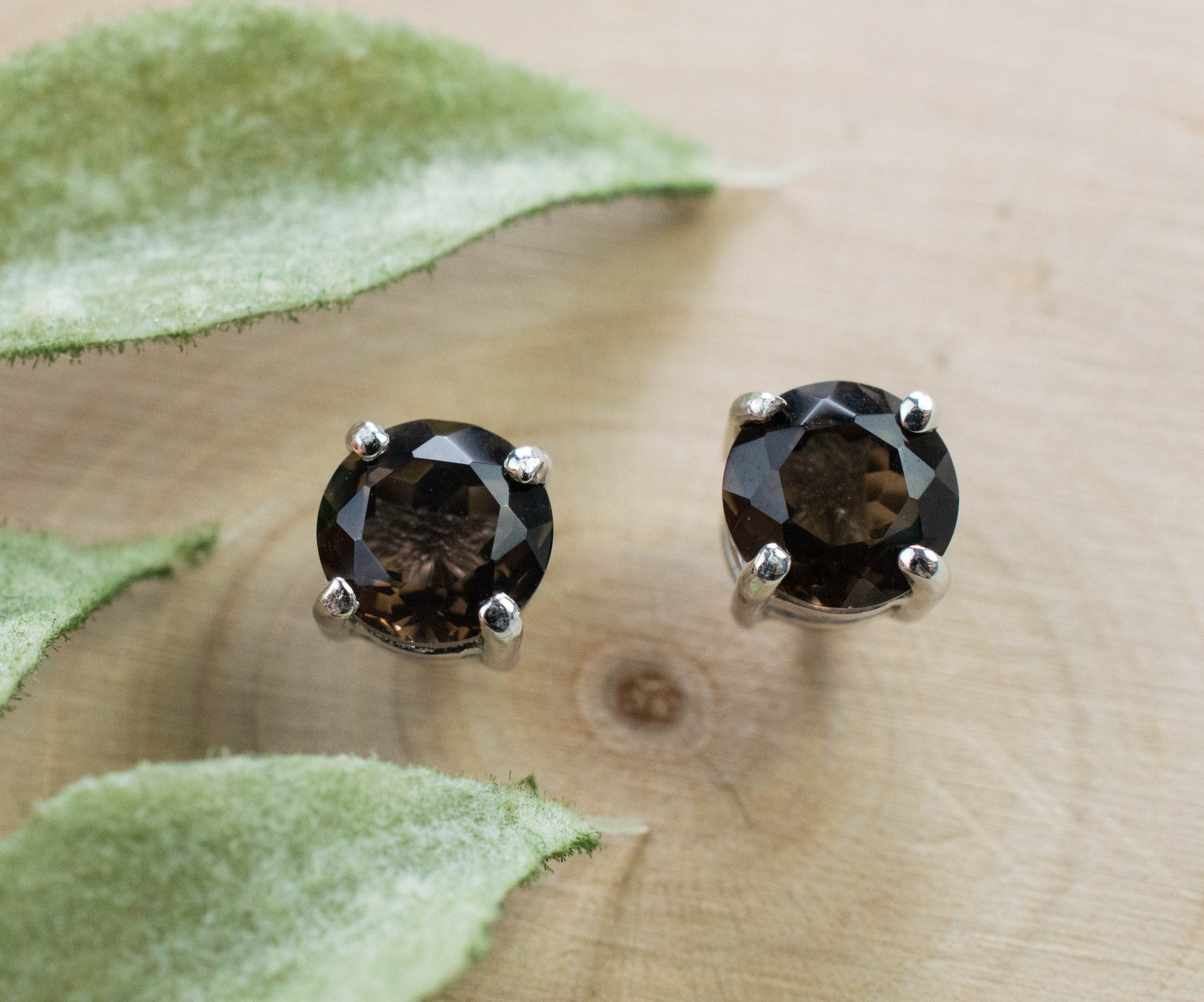 Smoky Quartz Earrings; Genuine Untreated USA Quartz; 1.465cts - Mark Oliver Gems