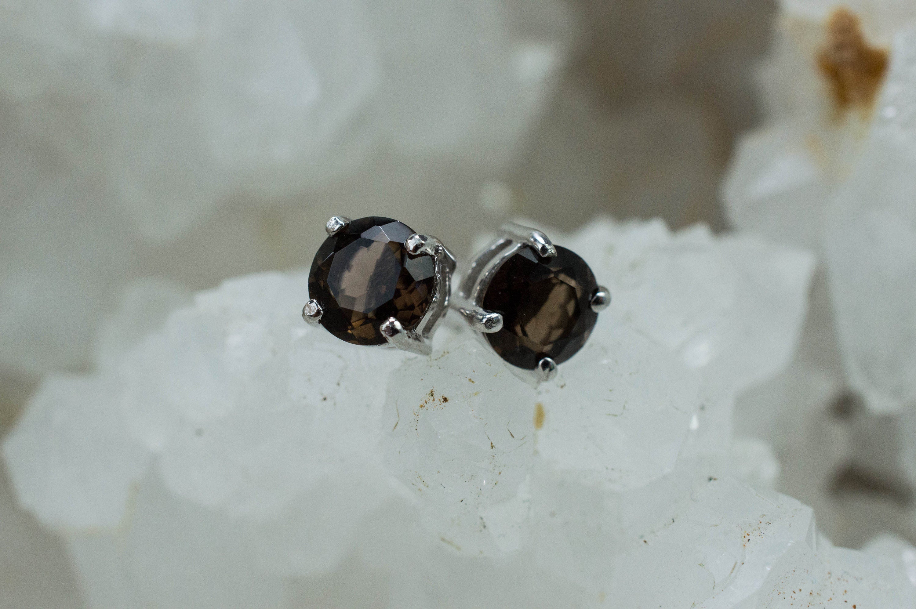 Smoky Quartz Earrings; Genuine Untreated USA Quartz; 1.465cts - Mark Oliver Gems