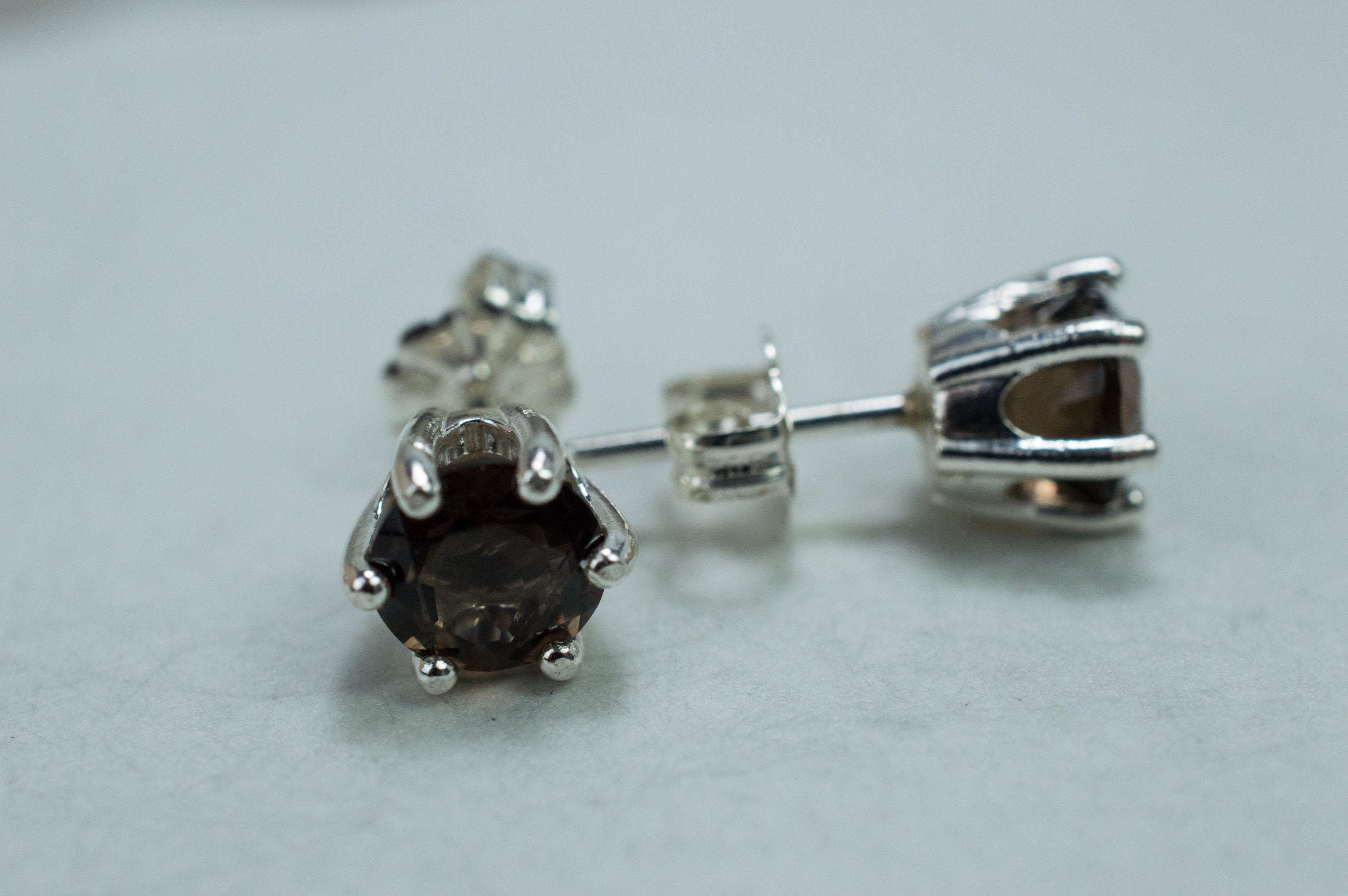 Smoky Quartz Earrings; Genuine Untreated USA Quartz; 1.535cts - Mark Oliver Gems