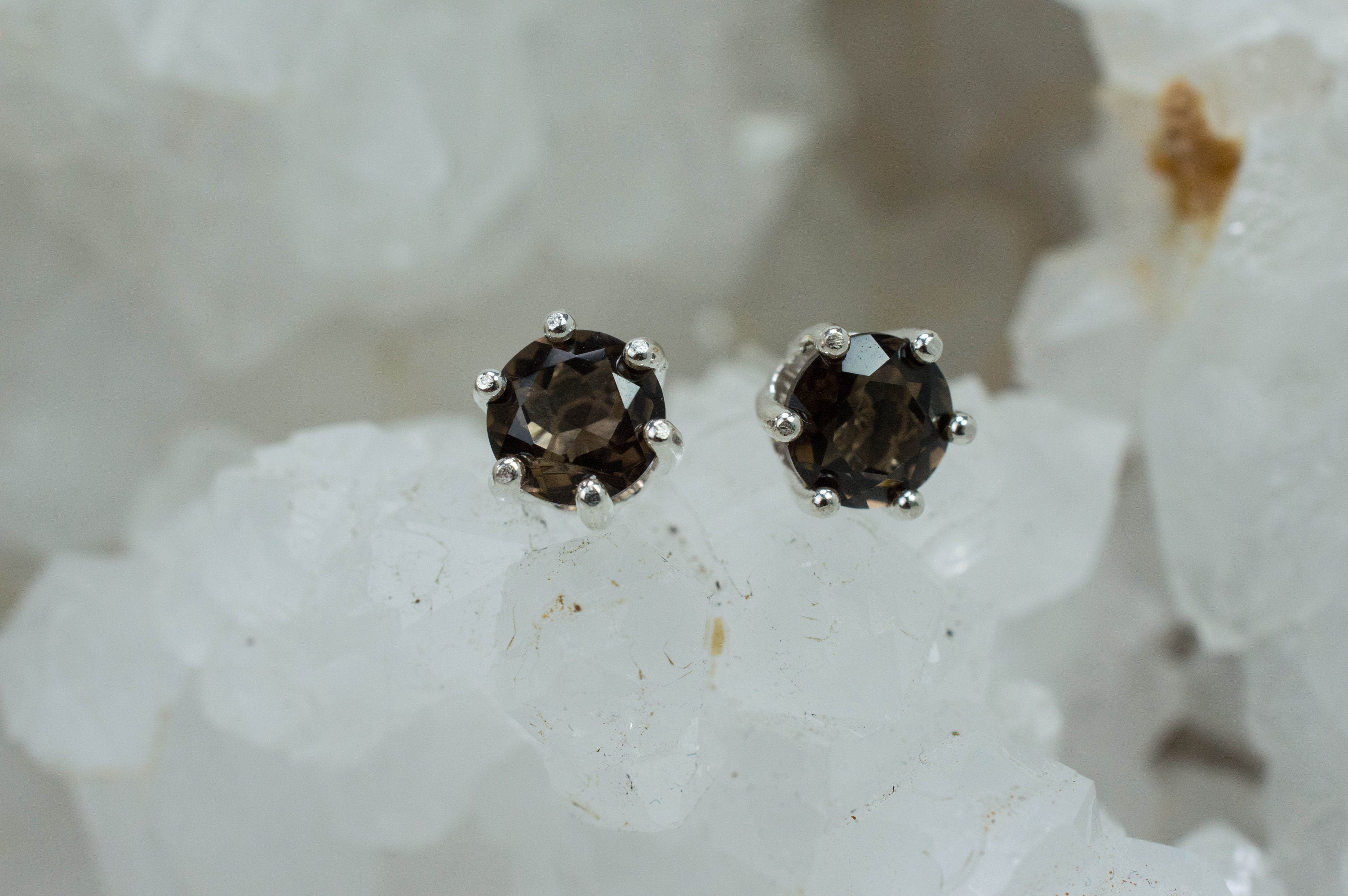 Smoky Quartz Earrings; Genuine Untreated USA Quartz; 1.535cts - Mark Oliver Gems
