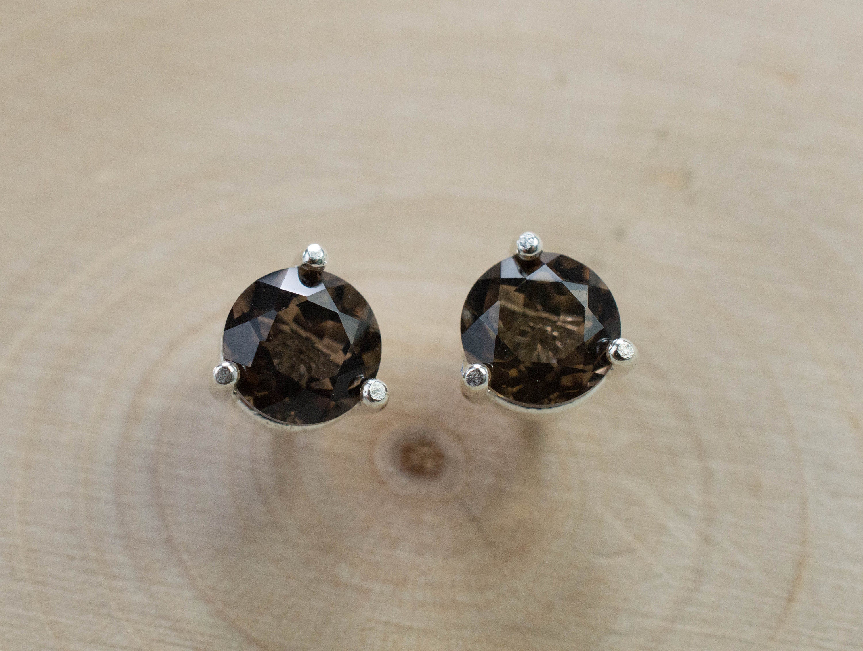 Smoky Quartz Earrings; Genuine Untreated USA Quartz; 1.635cts - Mark Oliver Gems