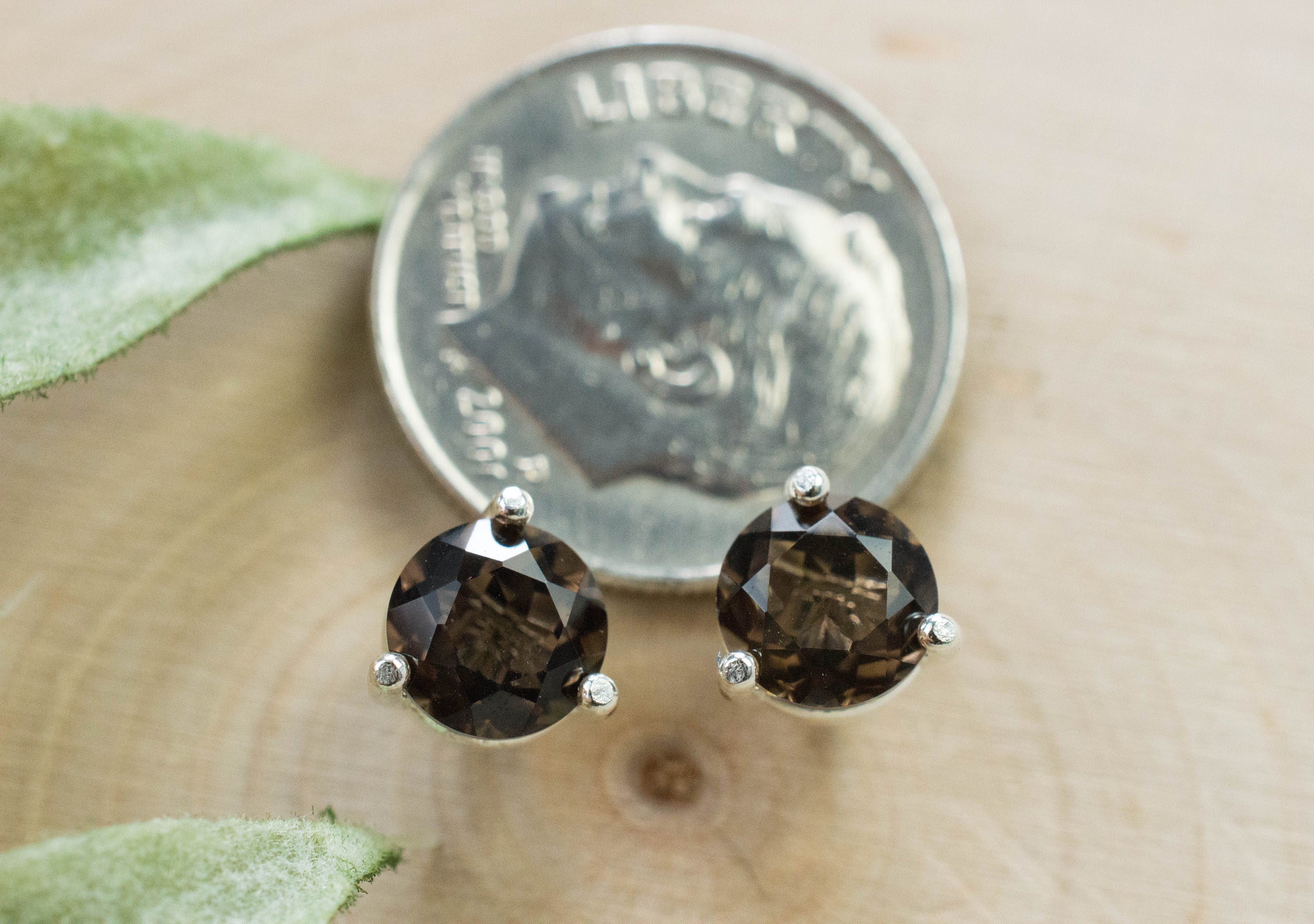 Smoky Quartz Earrings; Genuine Untreated USA Quartz; 1.635cts - Mark Oliver Gems