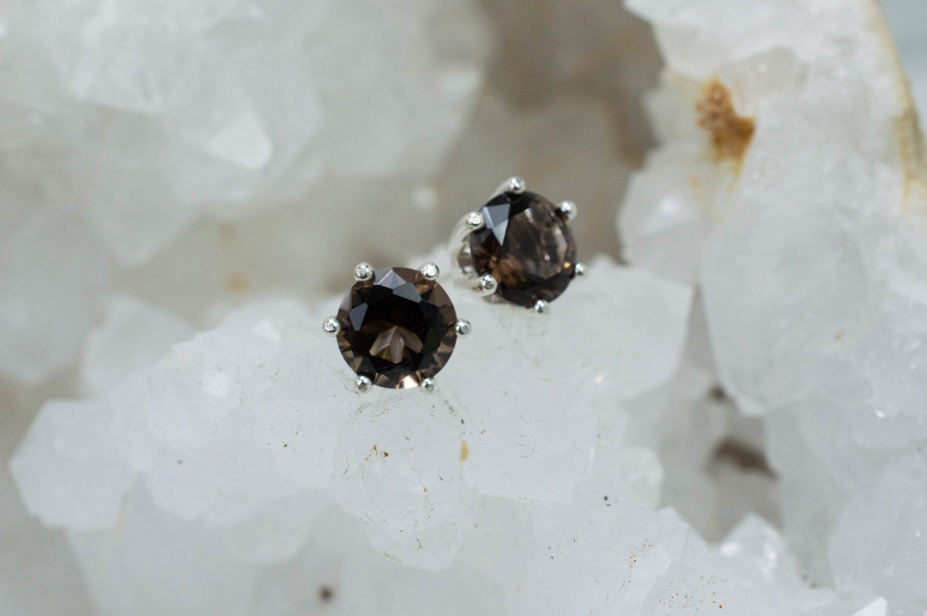 Smoky Quartz Earrings; Genuine Untreated USA Quartz; 2.200cts - Mark Oliver Gems