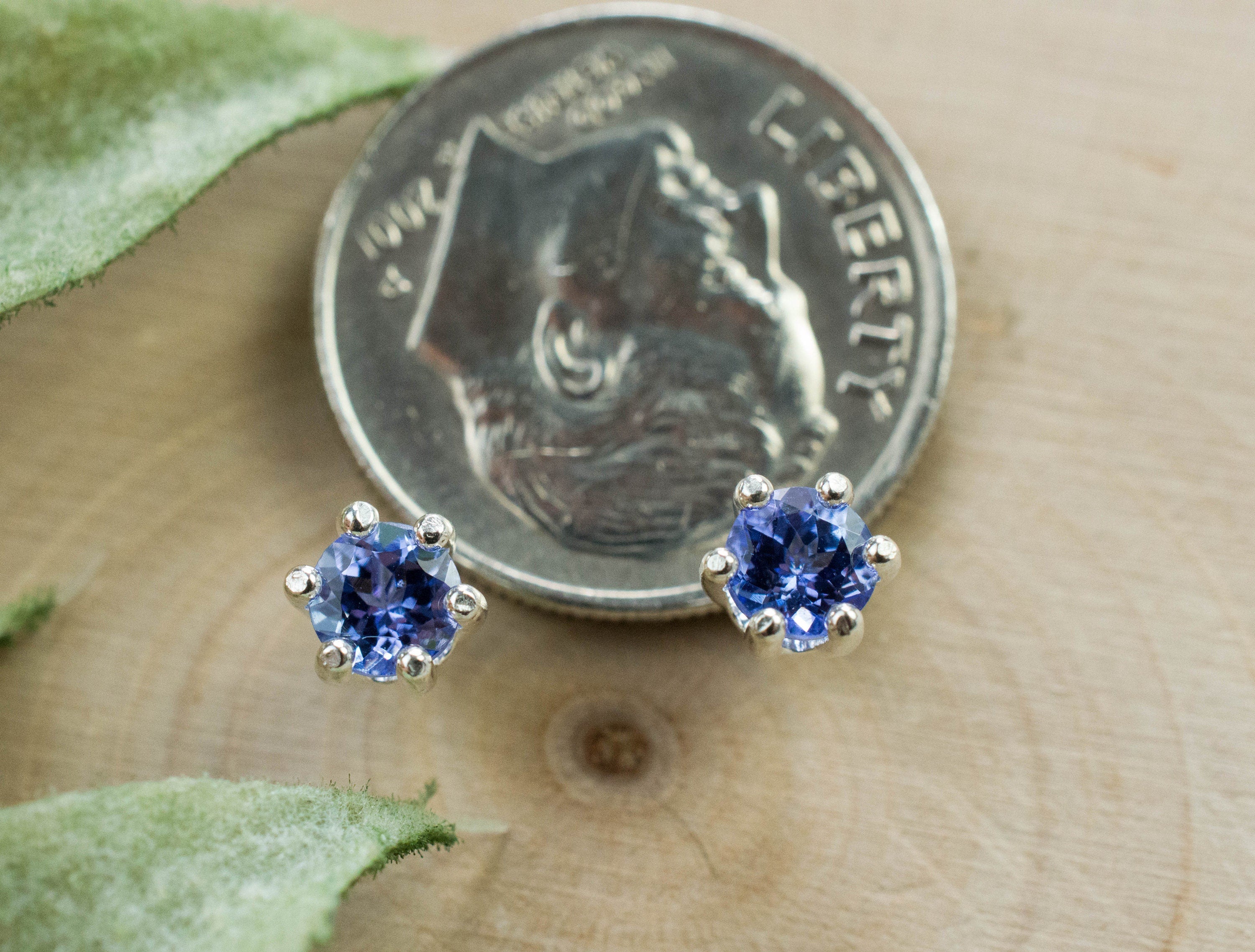 Tanzanite Earrings; Natural Tanzania Tanzanite; 0.575cts - Mark Oliver Gems