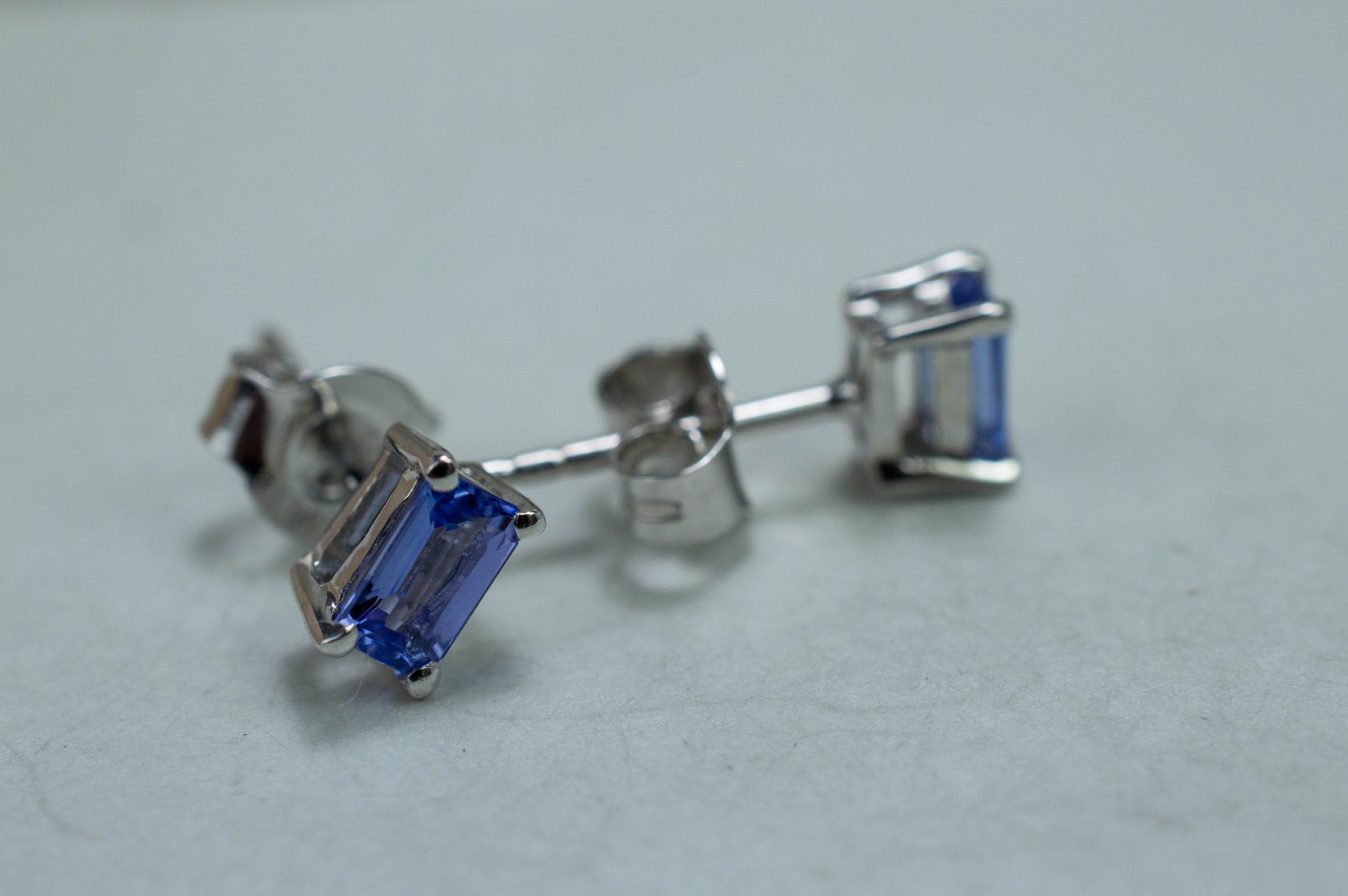 Tanzanite Earrings; Natural Tanzania Tanzanite; 0.645cts - Mark Oliver Gems