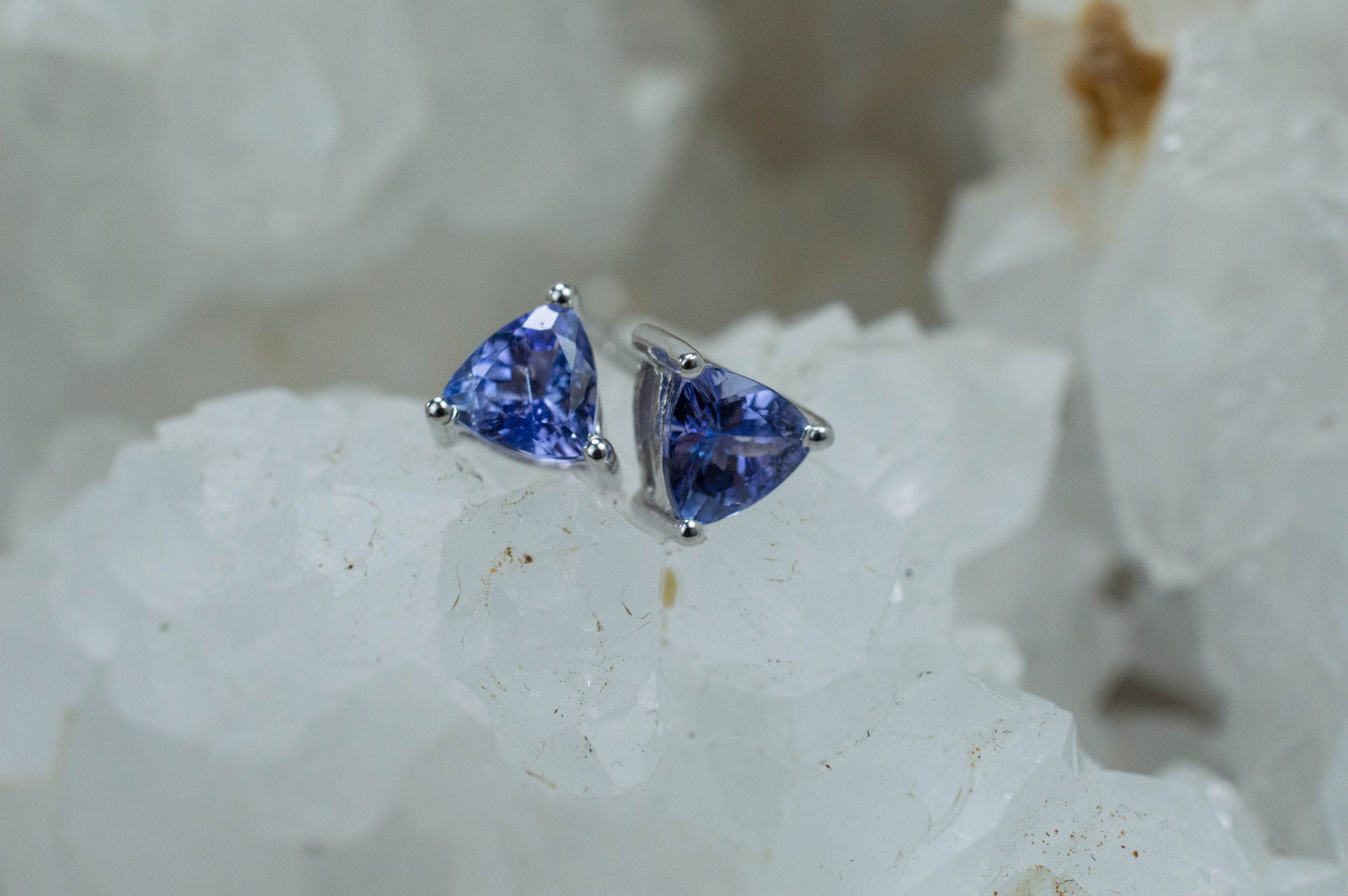 Tanzanite Earrings; Natural Tanzania Tanzanite; 0.825cts - Mark Oliver Gems