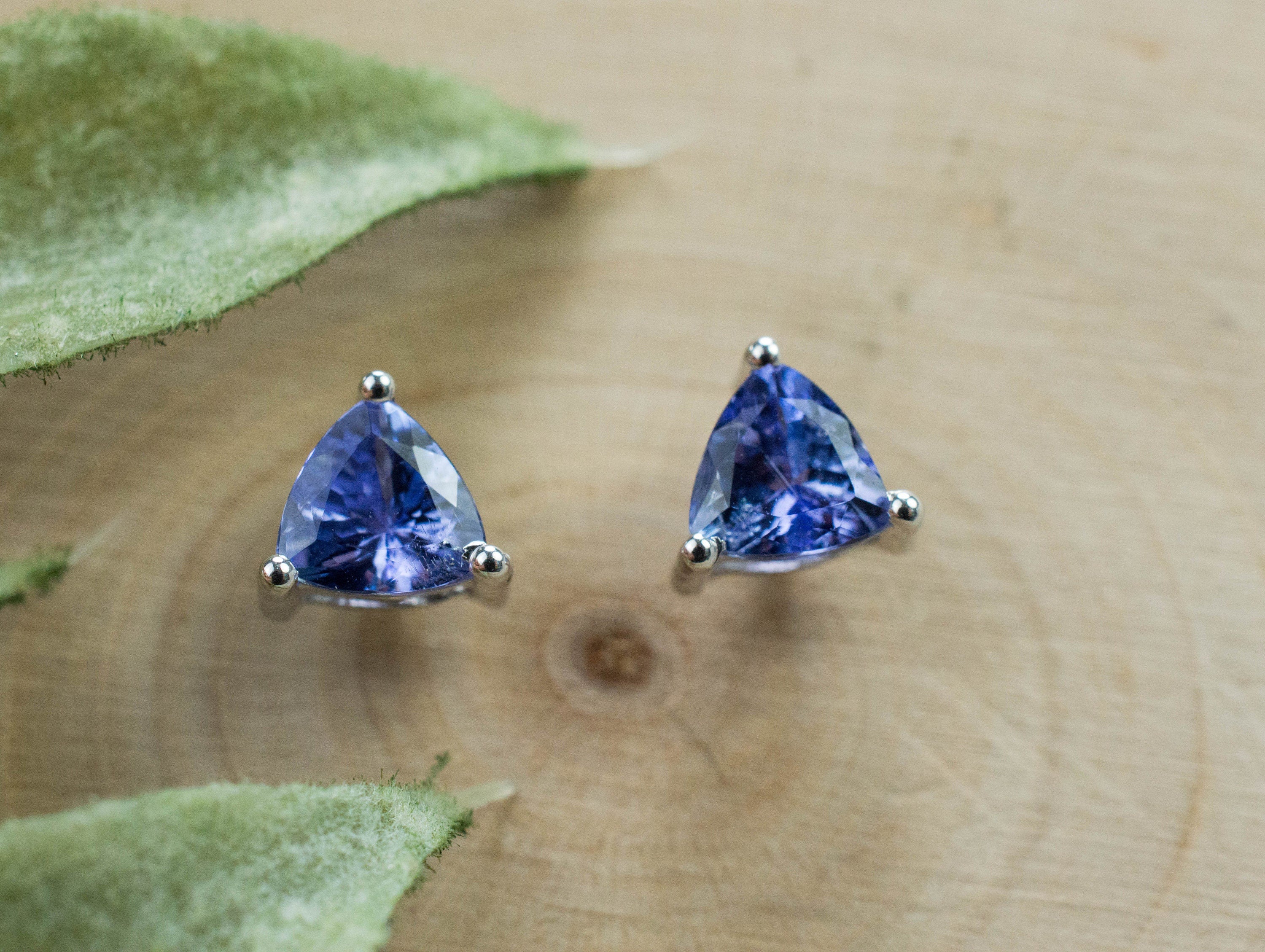 Tanzanite Earrings; Natural Tanzania Tanzanite; 0.825cts - Mark Oliver Gems