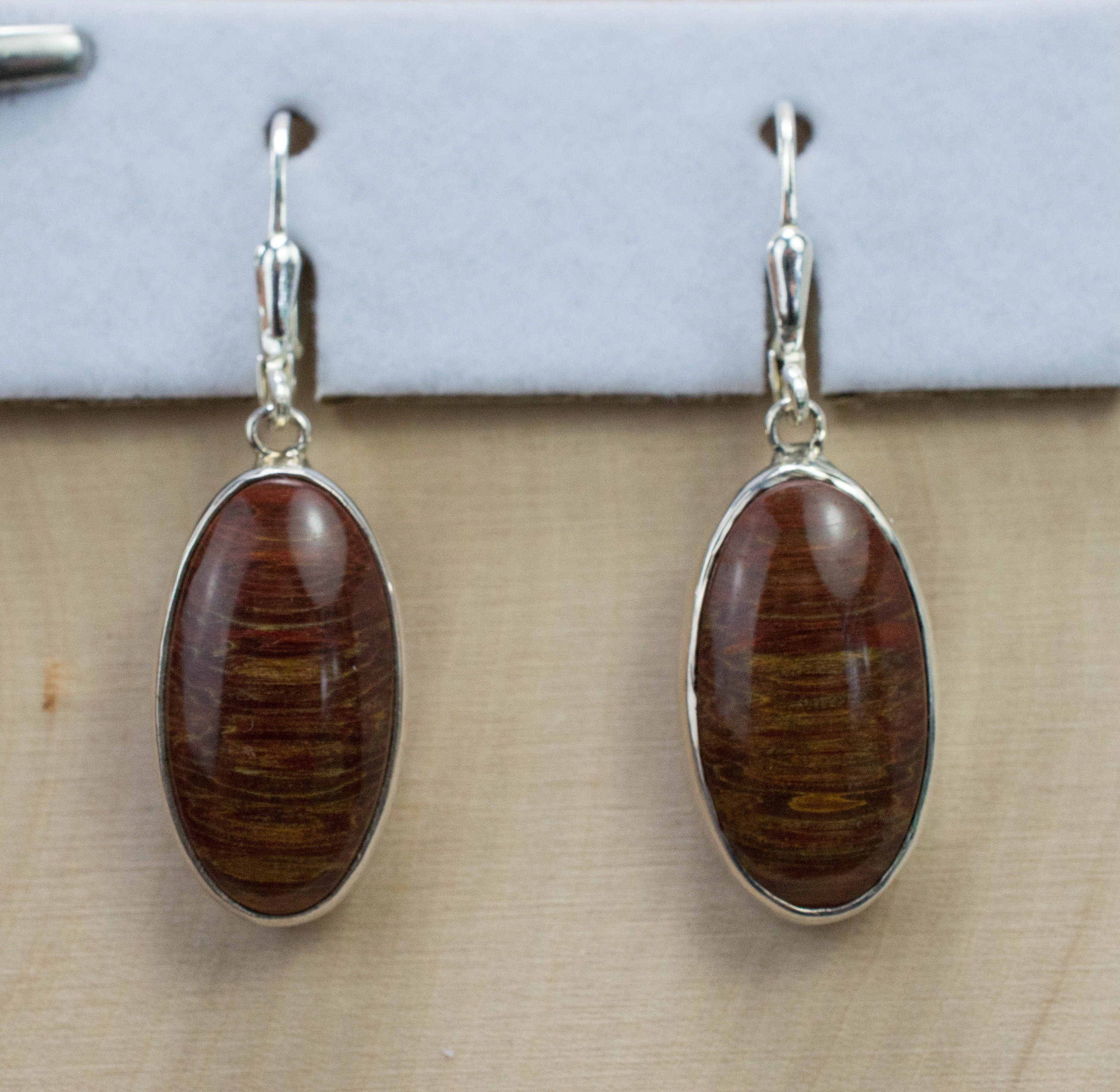 Petrified Fern Earrings; Genuine Untreated Australia Fossil Fern - Mark Oliver Gems