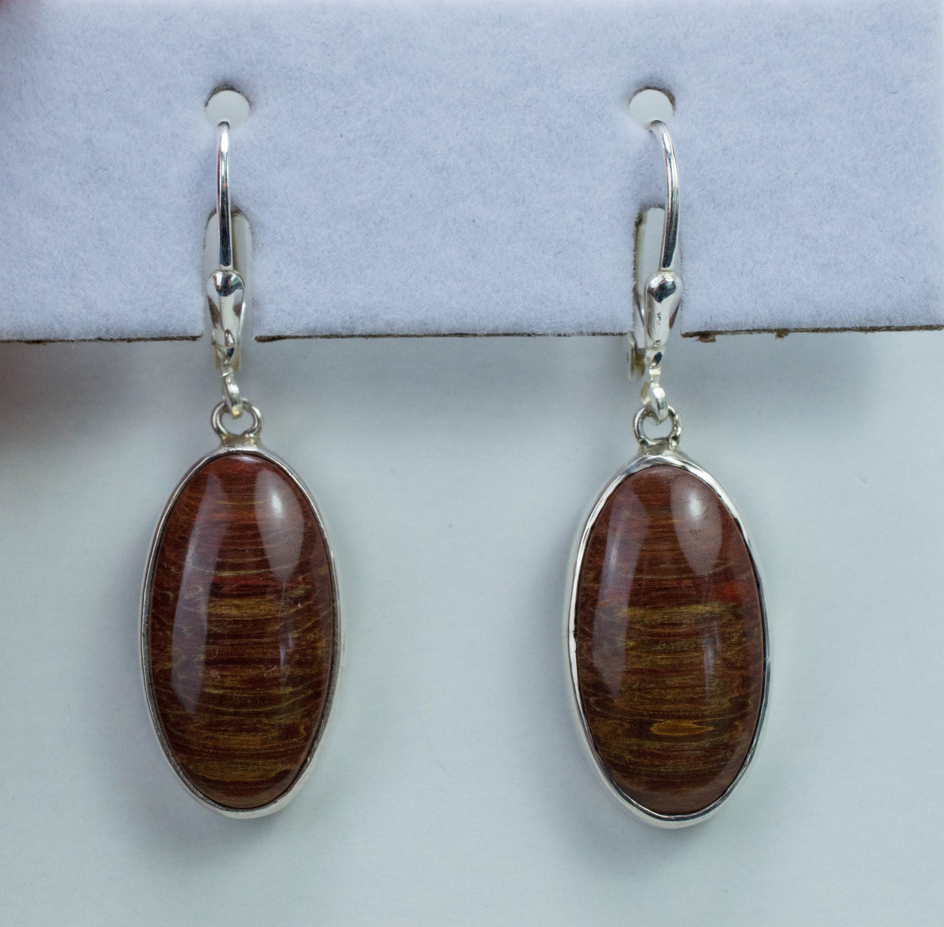 Petrified Fern Earrings; Genuine Untreated Australia Fossil Fern - Mark Oliver Gems