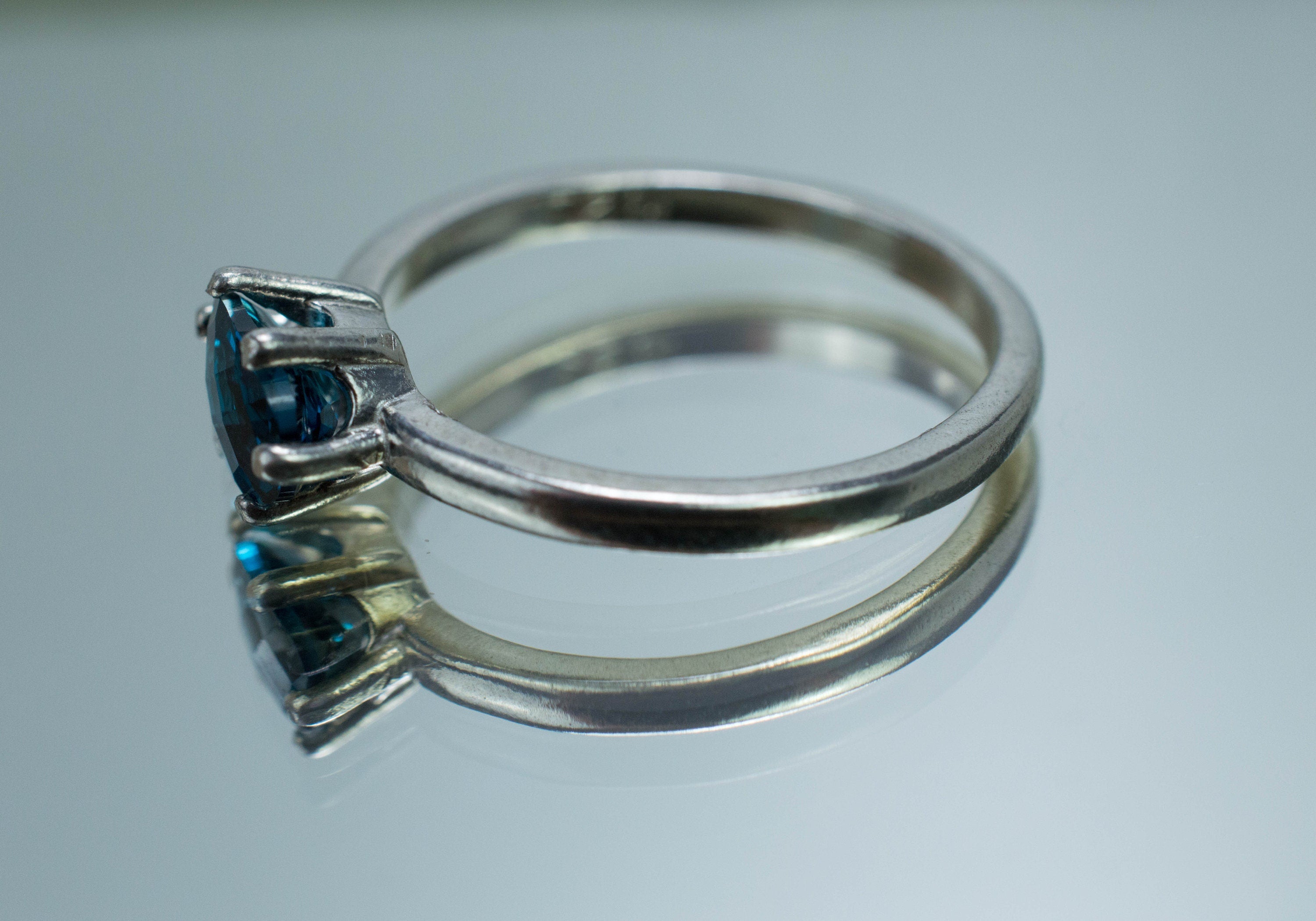 London Blue Topaz Ring, Genuine Brazil Topaz; 0.935cts - Mark Oliver Gems