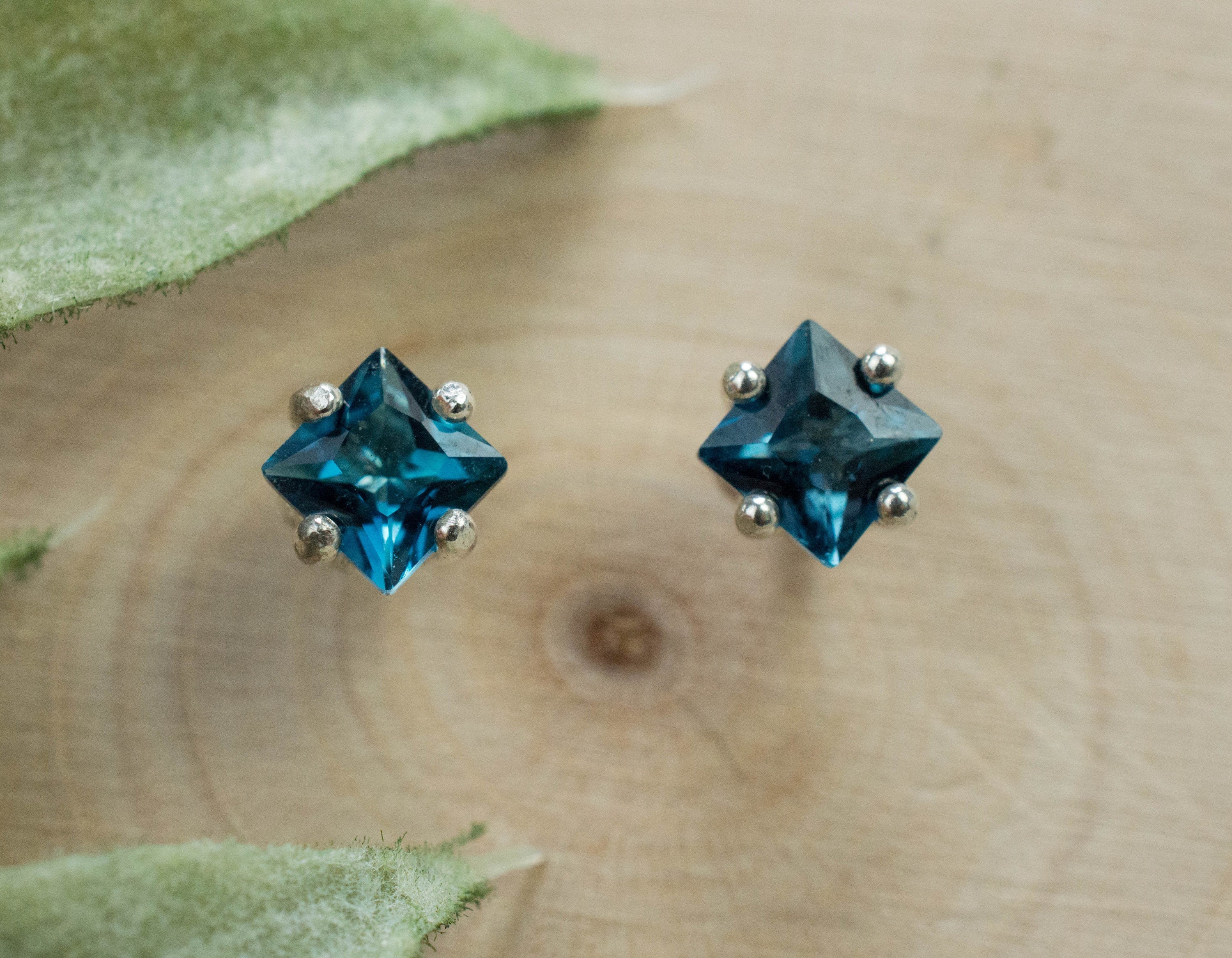 London Blue Topaz Earrings; Genuine Brazilian Topaz; 0.830cts - Mark Oliver Gems