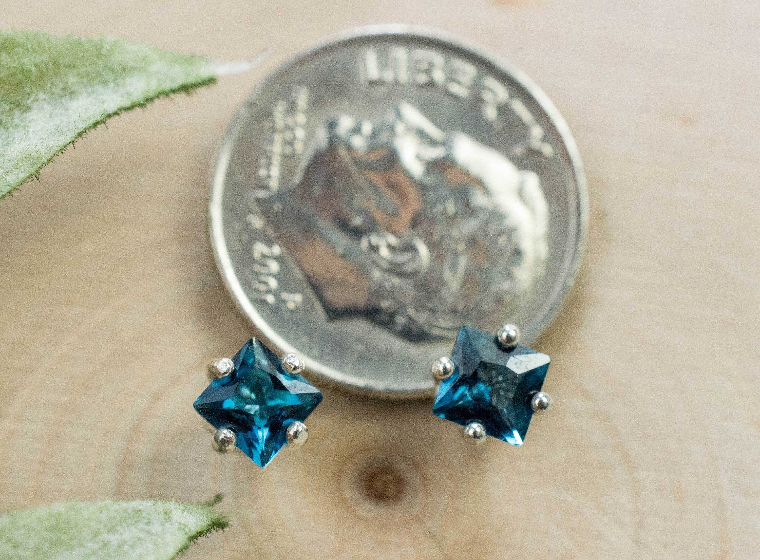London Blue Topaz Earrings; Genuine Brazilian Topaz; 0.830cts - Mark Oliver Gems
