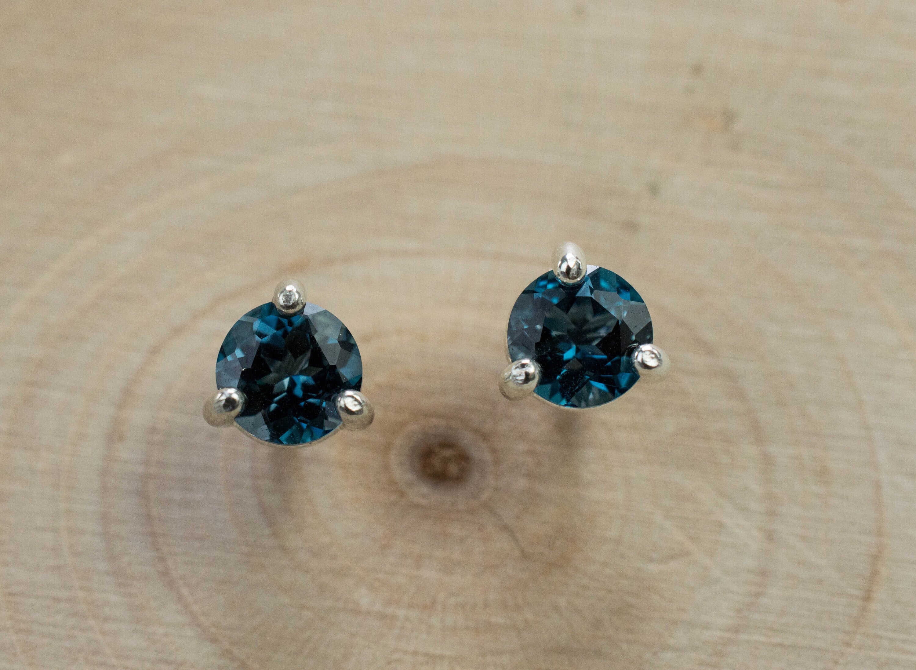 London Blue Topaz Earrings; Genuine Brazilian Topaz; 1.015cts - Mark Oliver Gems