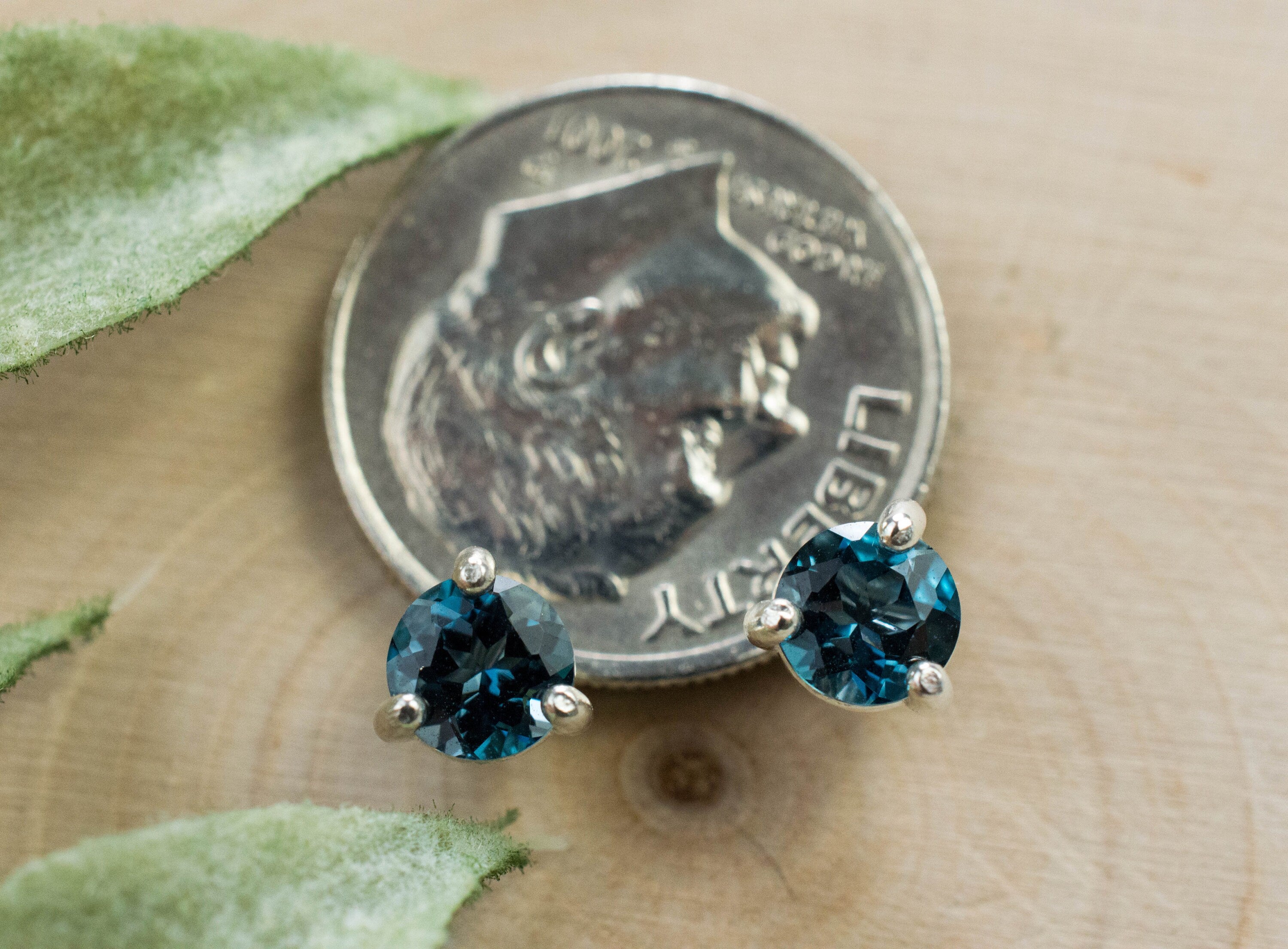 London Blue Topaz Earrings; Genuine Brazilian Topaz; 1.015cts - Mark Oliver Gems