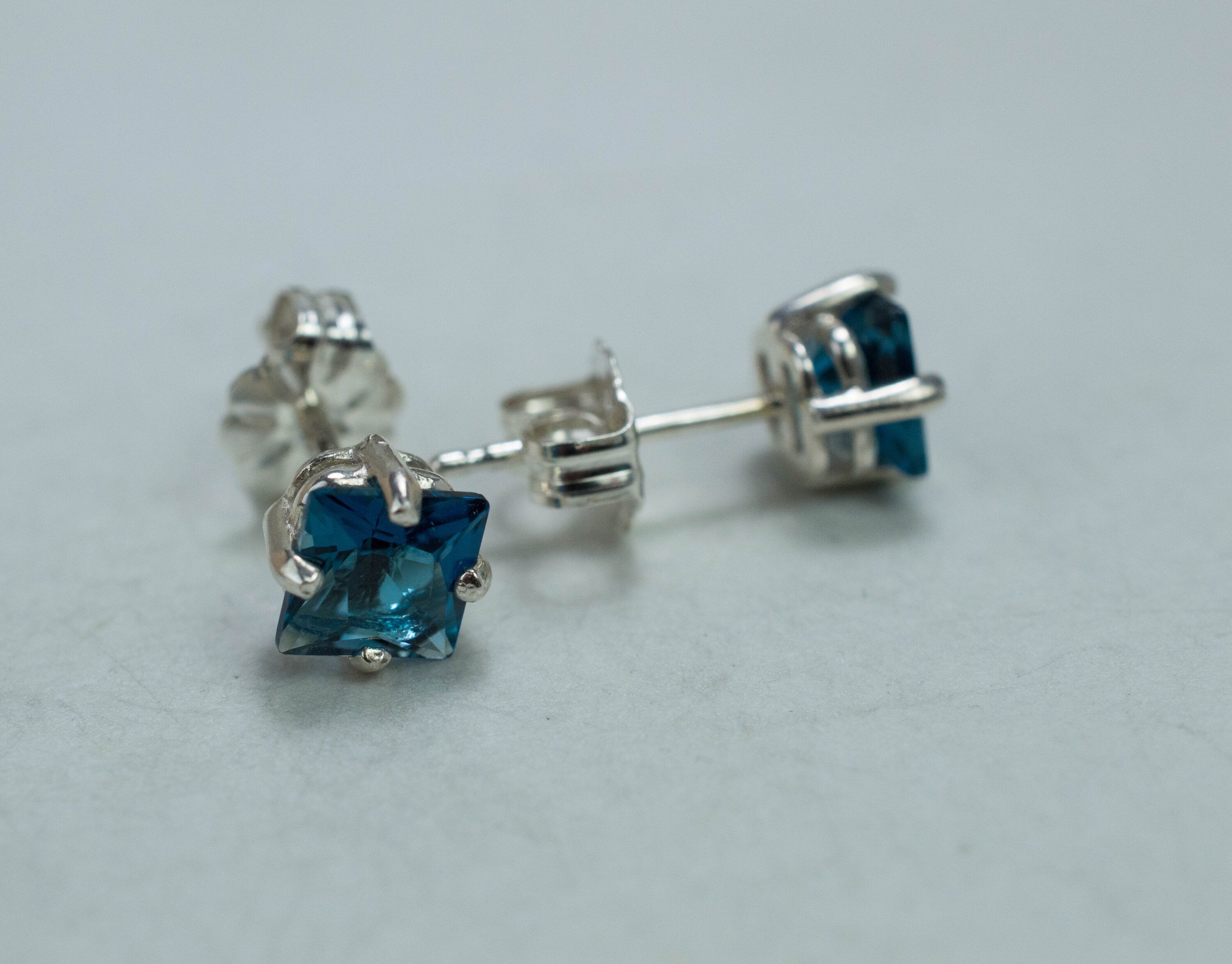 London Blue Topaz Earrings; Genuine Brazilian Topaz; 1.395cts - Mark Oliver Gems