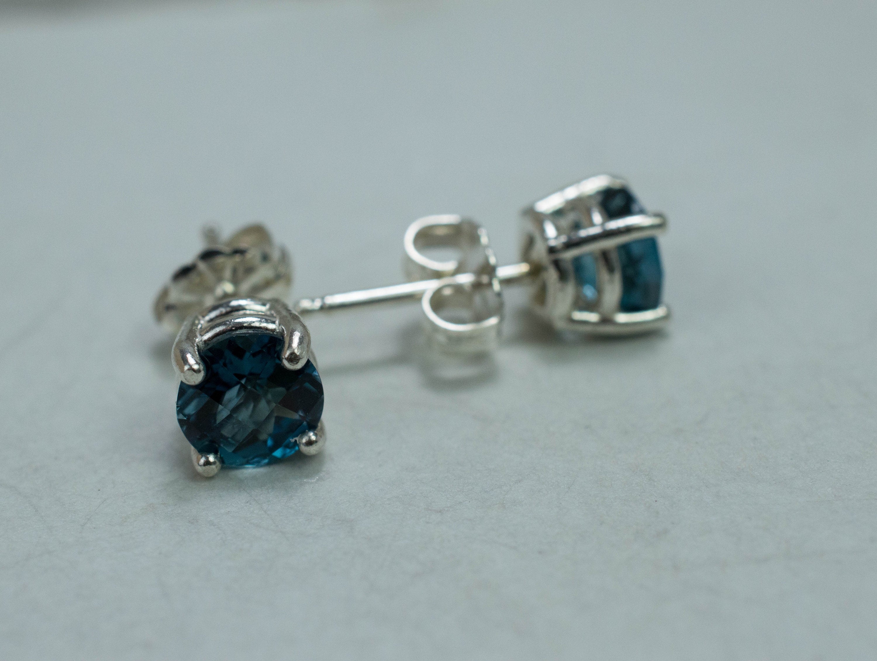 London Blue Topaz Earrings; Genuine Brazilian Topaz; 1.770cts - Mark Oliver Gems