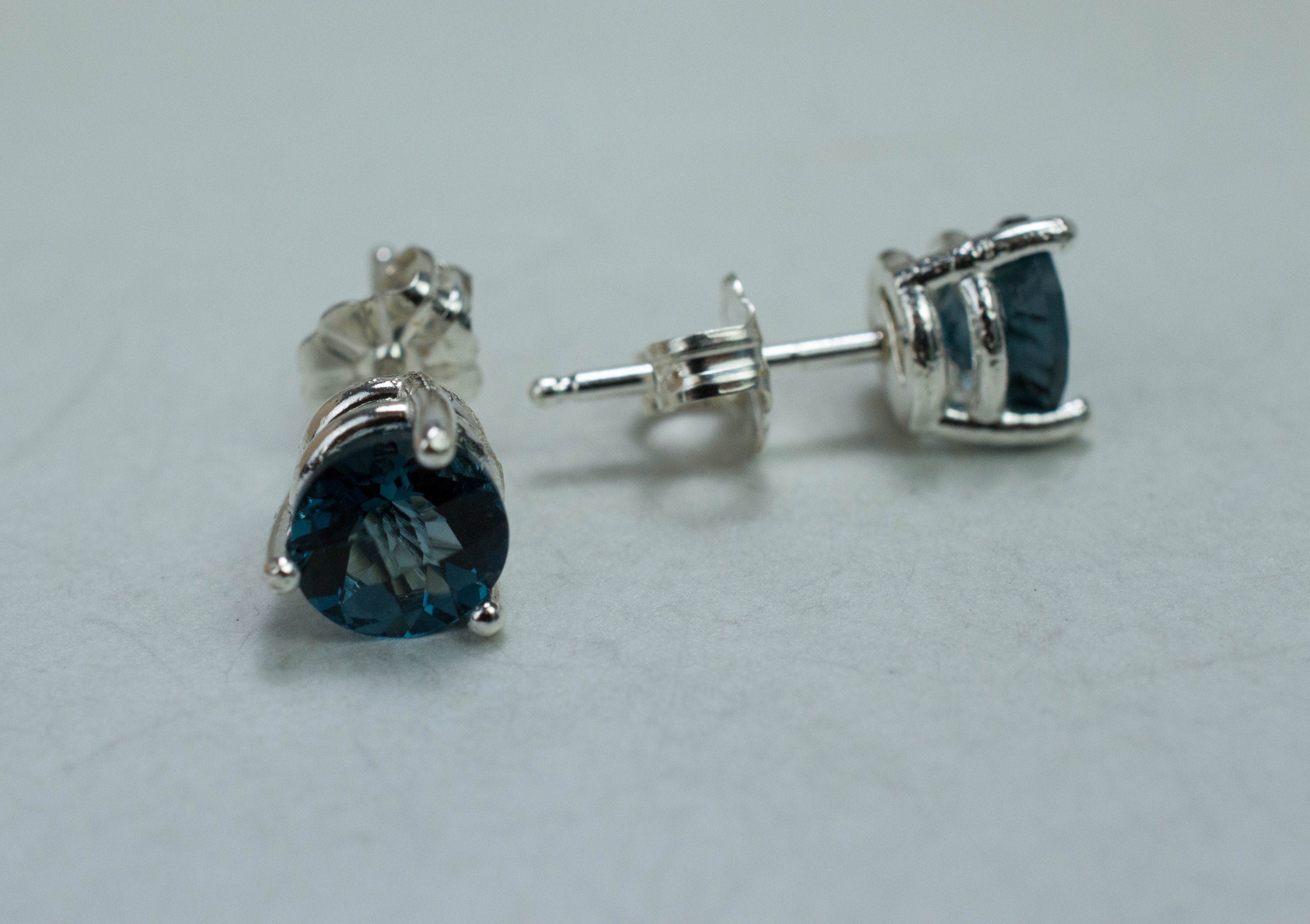 London Blue Topaz Earrings; Genuine Brazilian Topaz; 1.975cts - Mark Oliver Gems