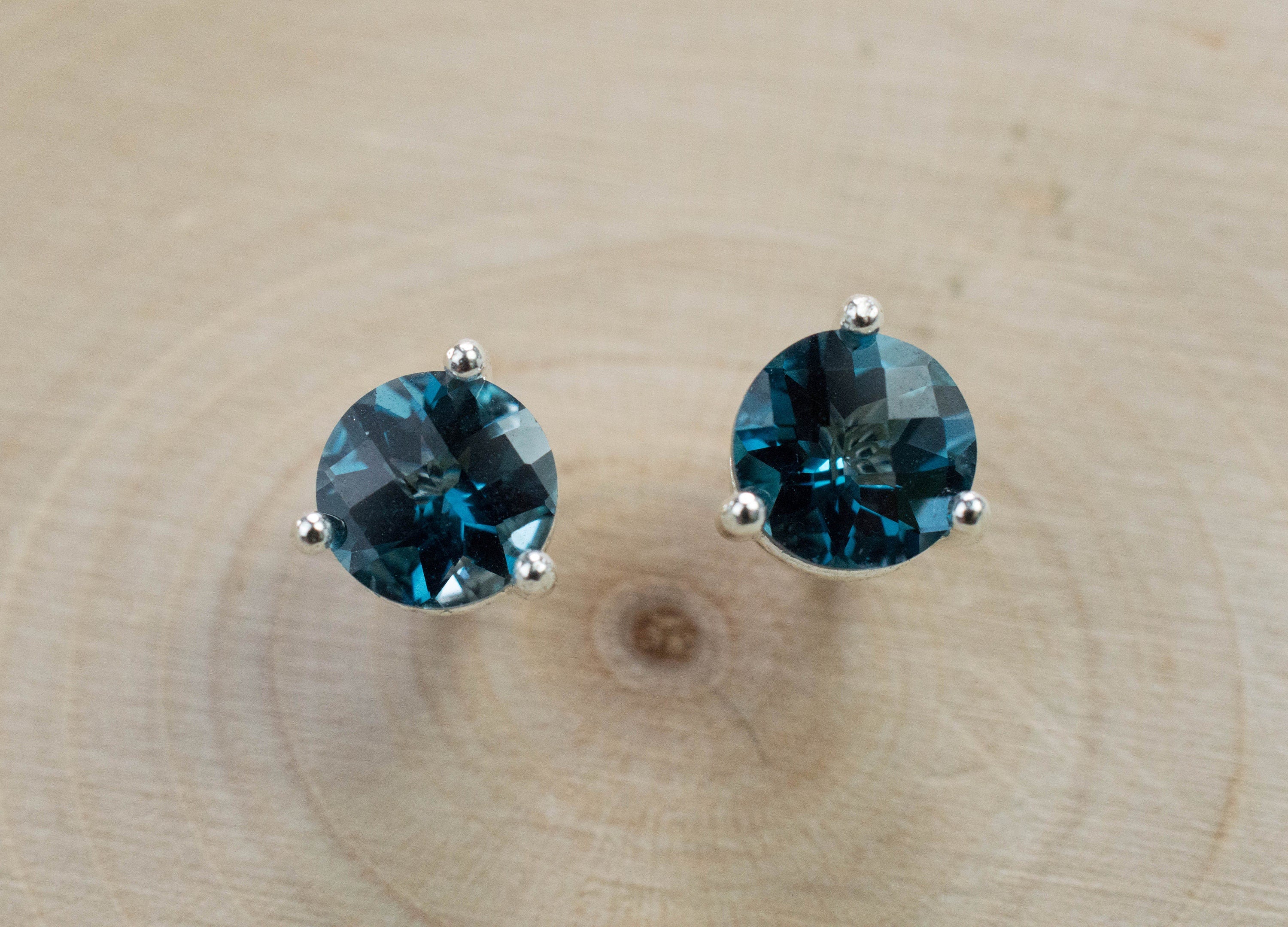 London Blue Topaz Earrings; Genuine Brazilian Topaz; 1.975cts - Mark Oliver Gems