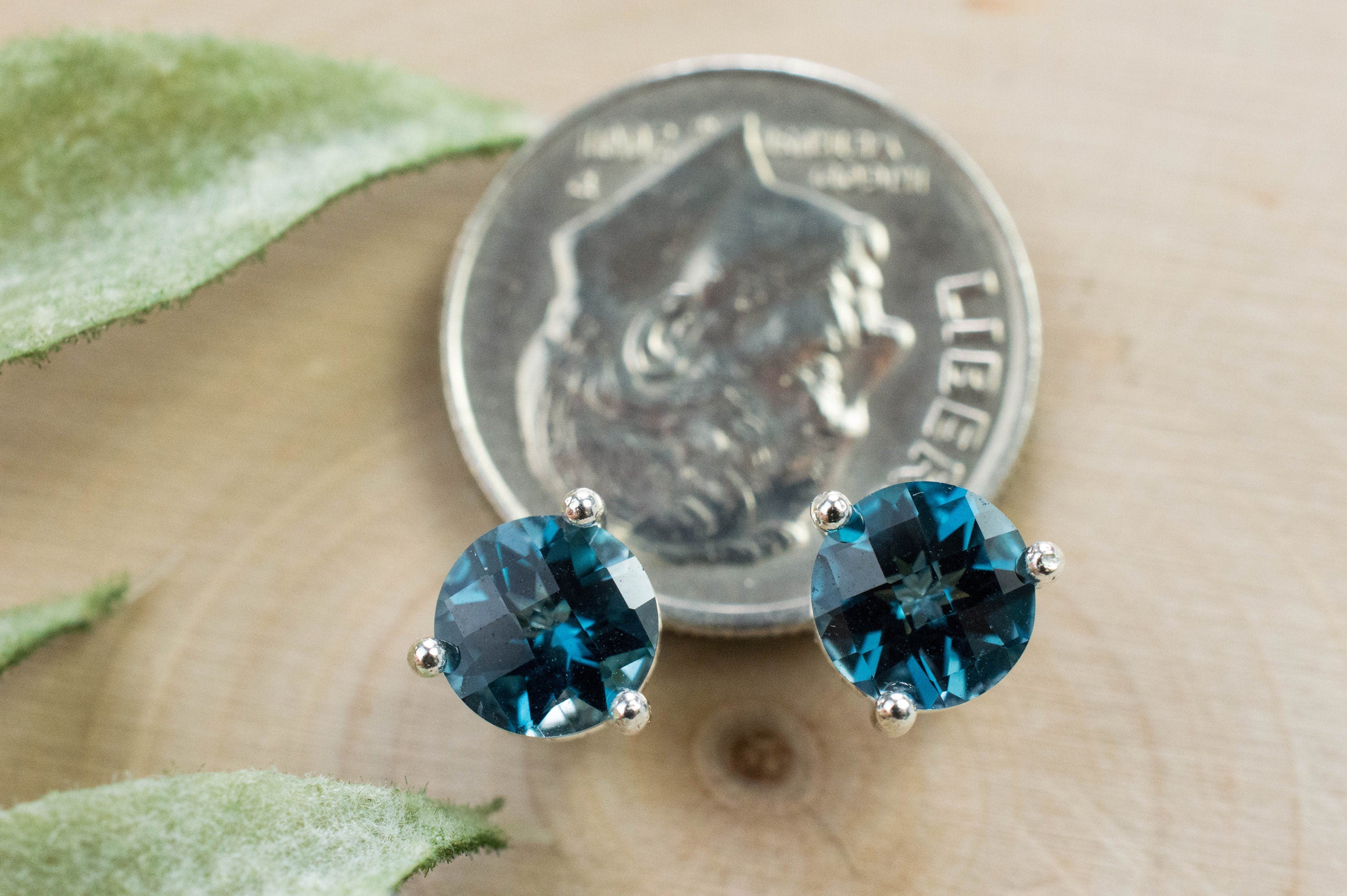 London Blue Topaz Earrings; Genuine Brazilian Topaz; 1.975cts - Mark Oliver Gems
