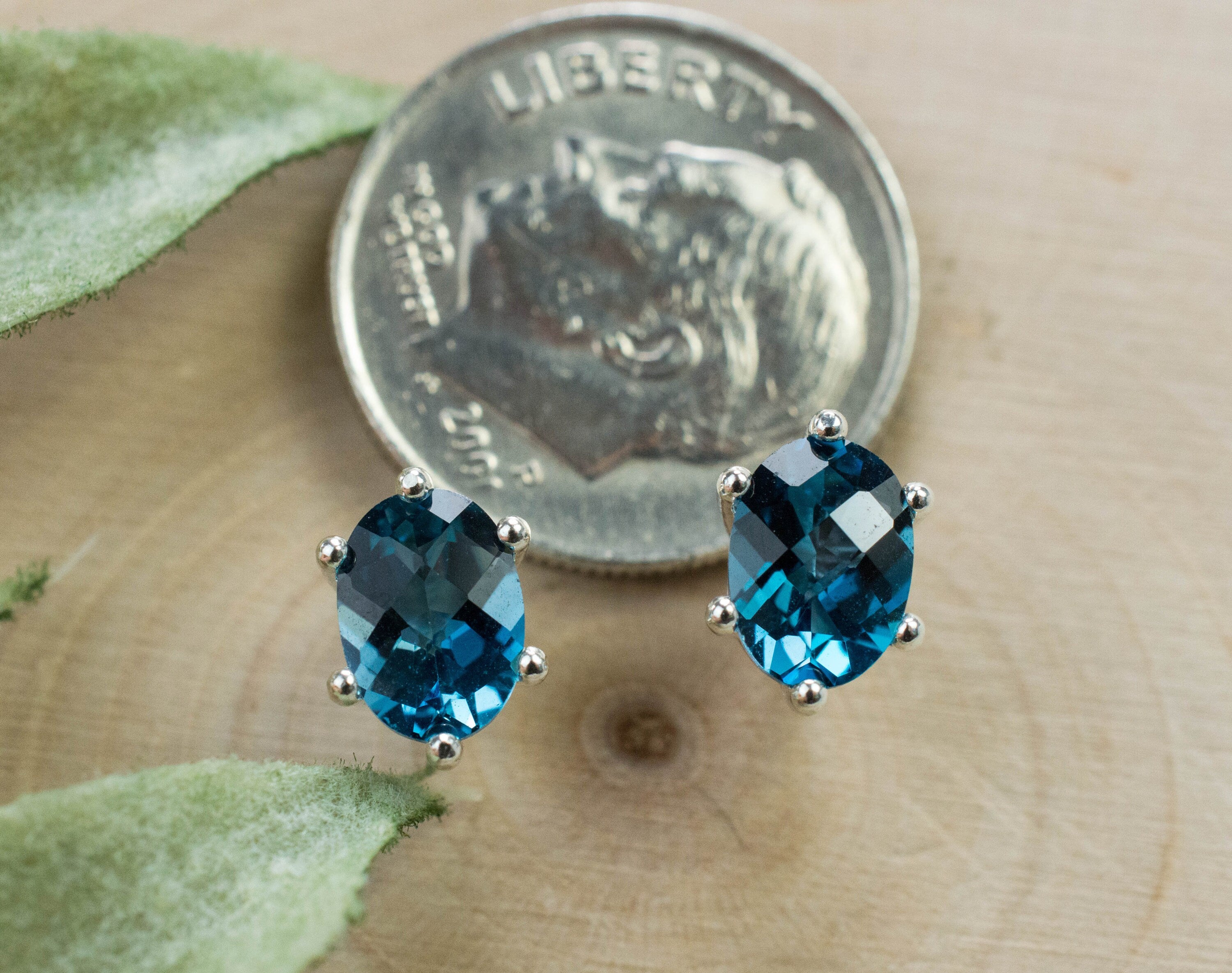London Blue Topaz Earrings; Genuine Brazilian Topaz; 1.885cts - Mark Oliver Gems